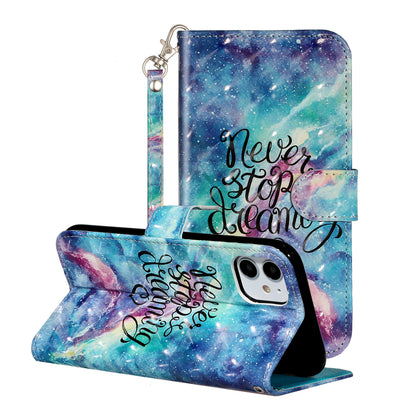 Light Spot Decor Embossed Pattern Leather Wallet Phone Case Shell for Apple iPhone 11 6.1 inch