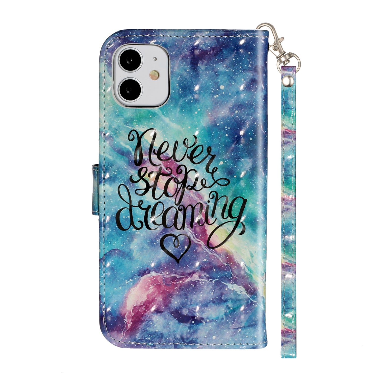 Light Spot Decor Embossed Pattern Leather Wallet Phone Case Shell for Apple iPhone 11 6.1 inch