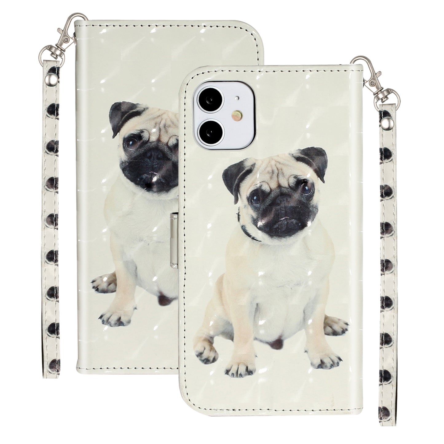 Light Spot Decor Embossed Pattern Leather Wallet Phone Case Shell for Apple iPhone 11 6.1 inch