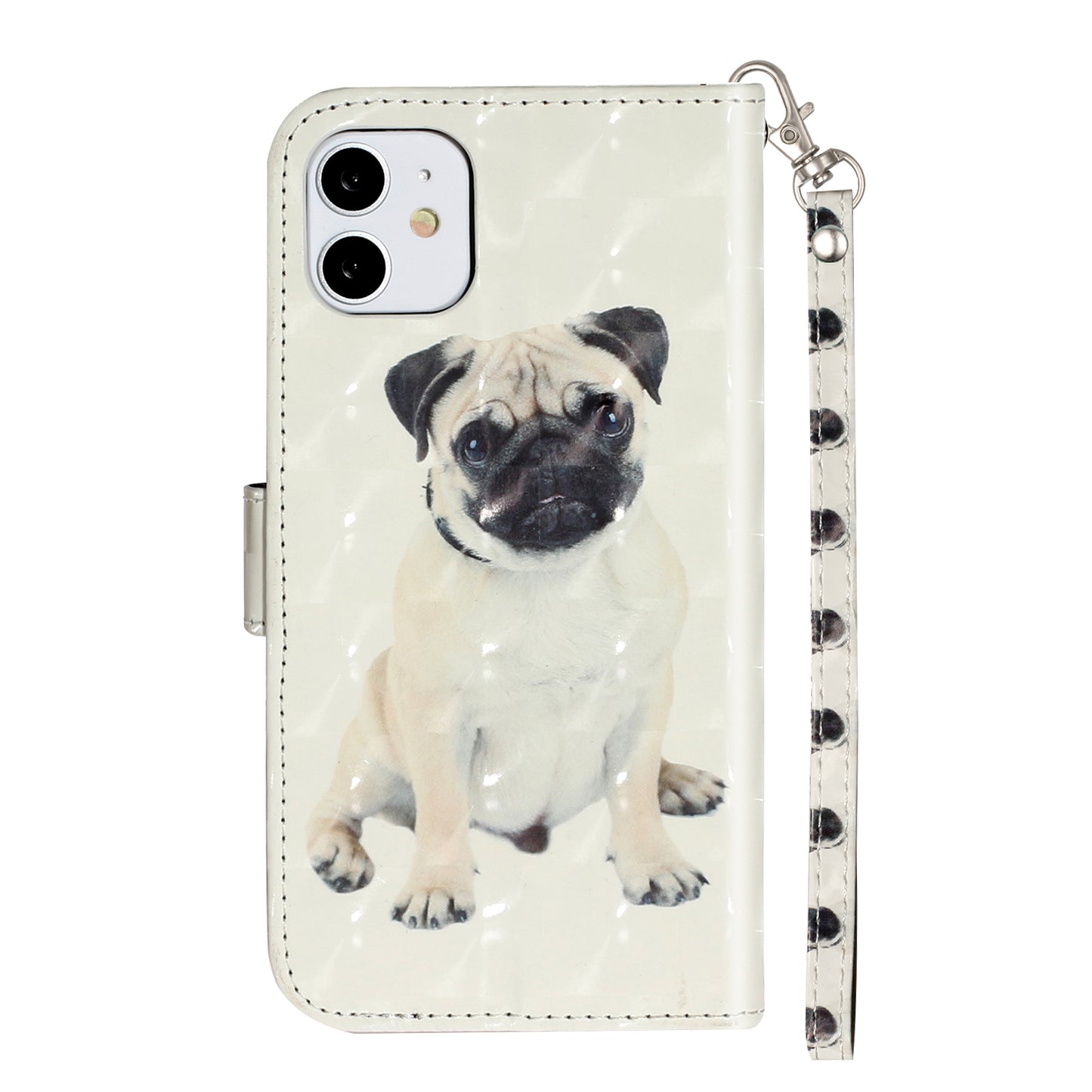 Light Spot Decor Embossed Pattern Leather Wallet Phone Case Shell for Apple iPhone 11 6.1 inch
