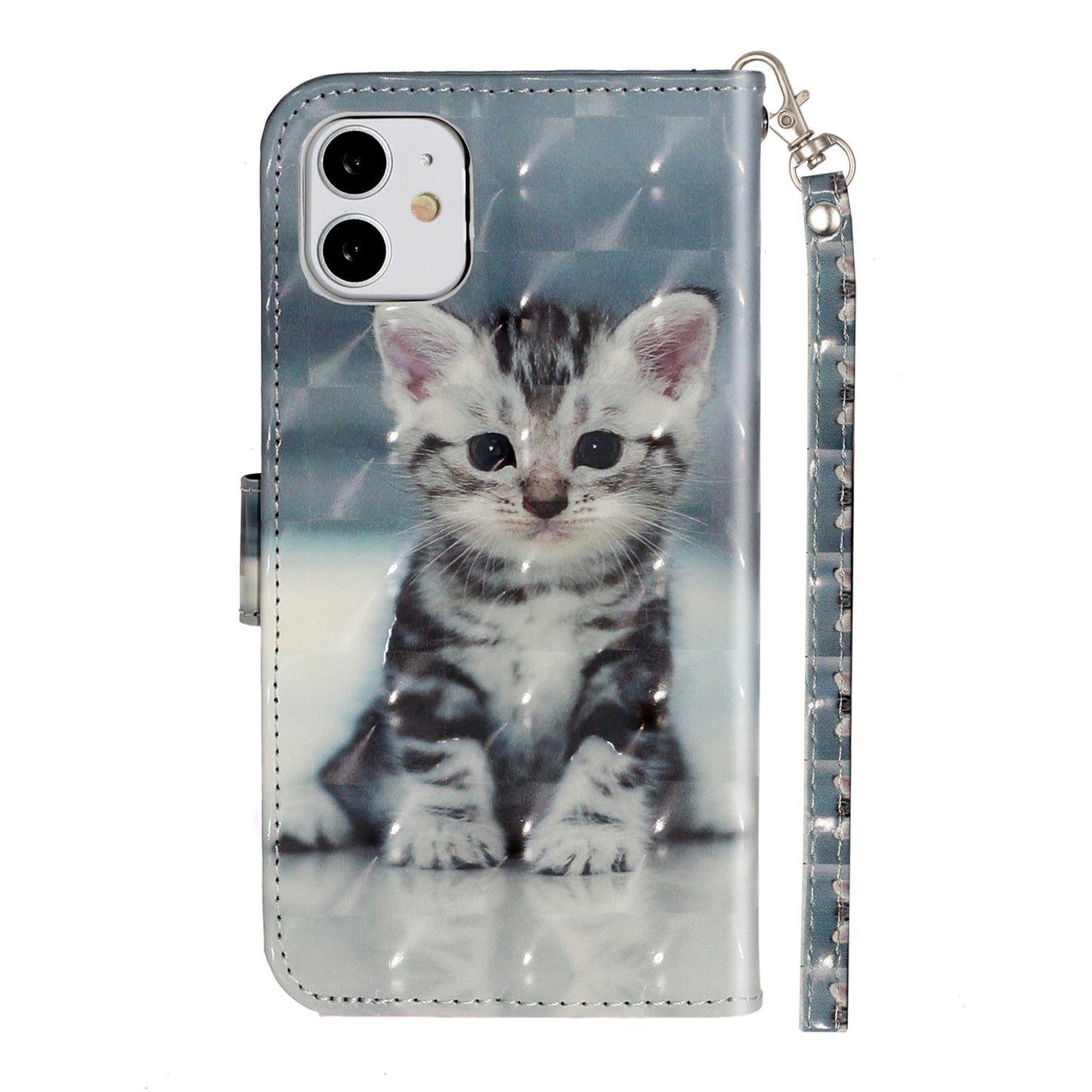 Light Spot Decor Embossed Pattern Leather Wallet Phone Case Shell for Apple iPhone 11 6.1 inch