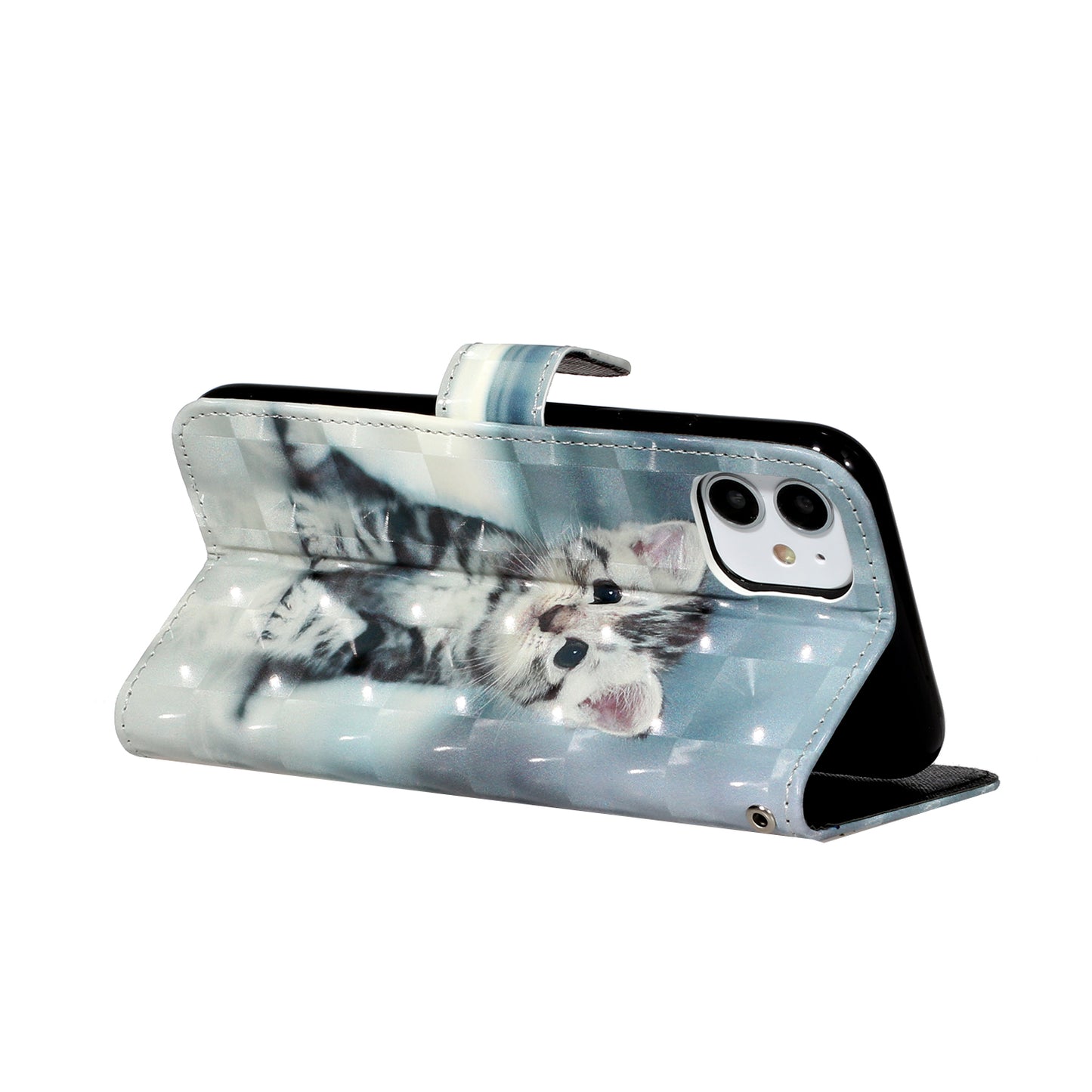 Light Spot Decor Embossed Pattern Leather Wallet Phone Case Shell for Apple iPhone 11 6.1 inch
