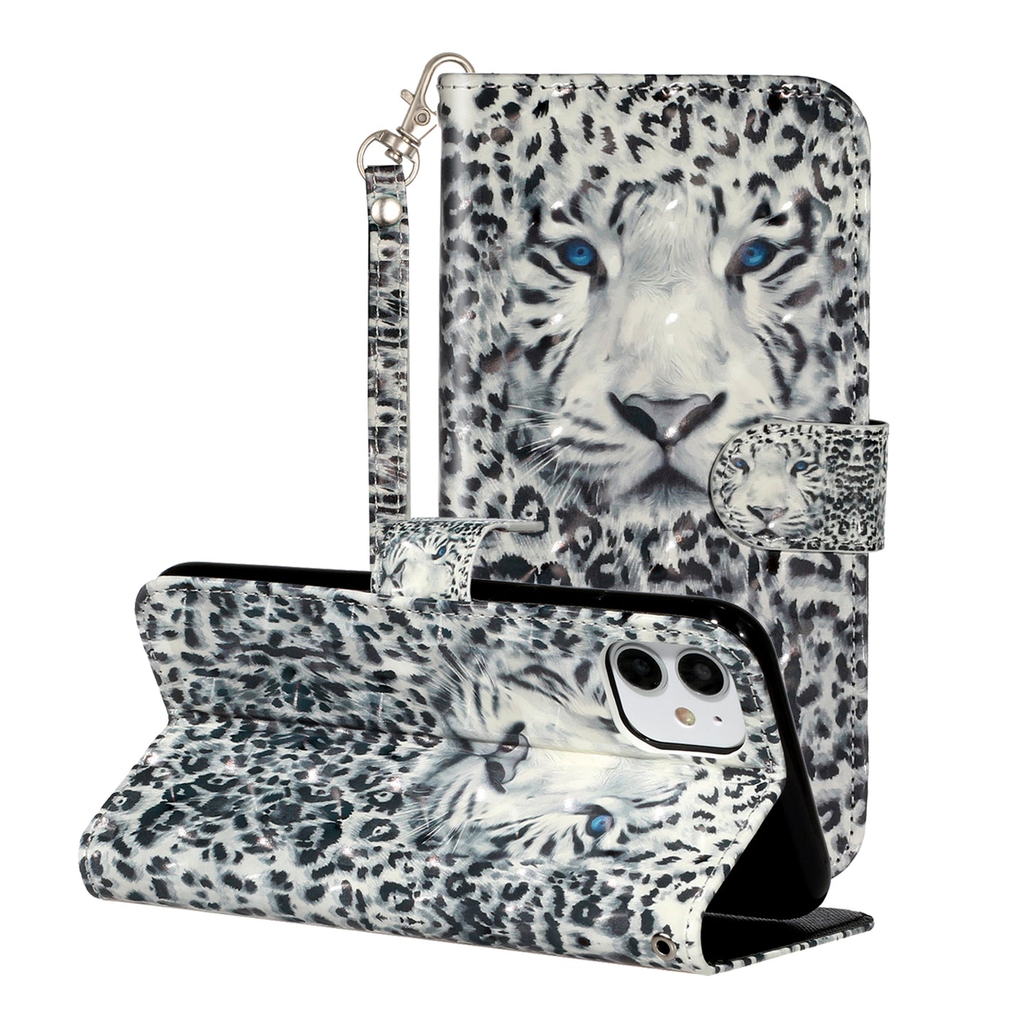 Light Spot Decor Embossed Pattern Leather Wallet Phone Case Shell for Apple iPhone 11 6.1 inch