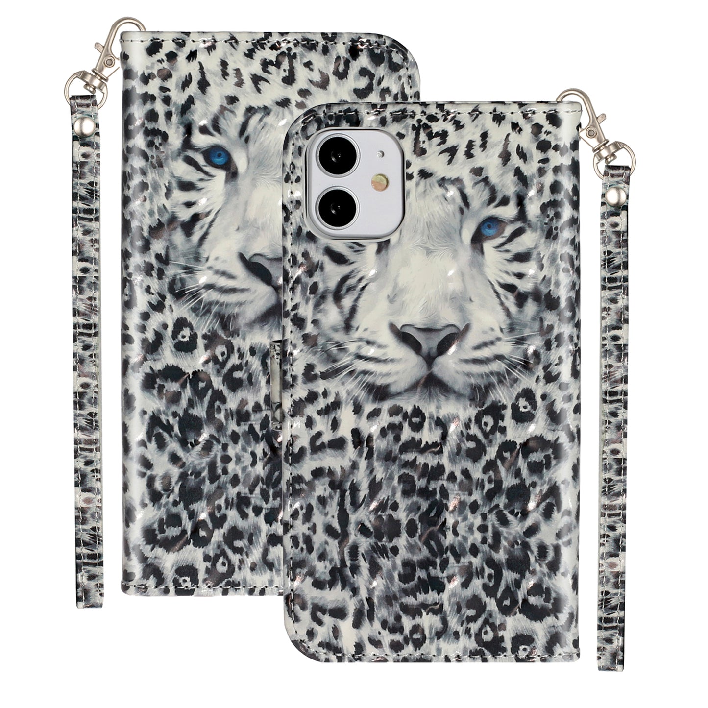 Light Spot Decor Embossed Pattern Leather Wallet Phone Case Shell for Apple iPhone 11 6.1 inch