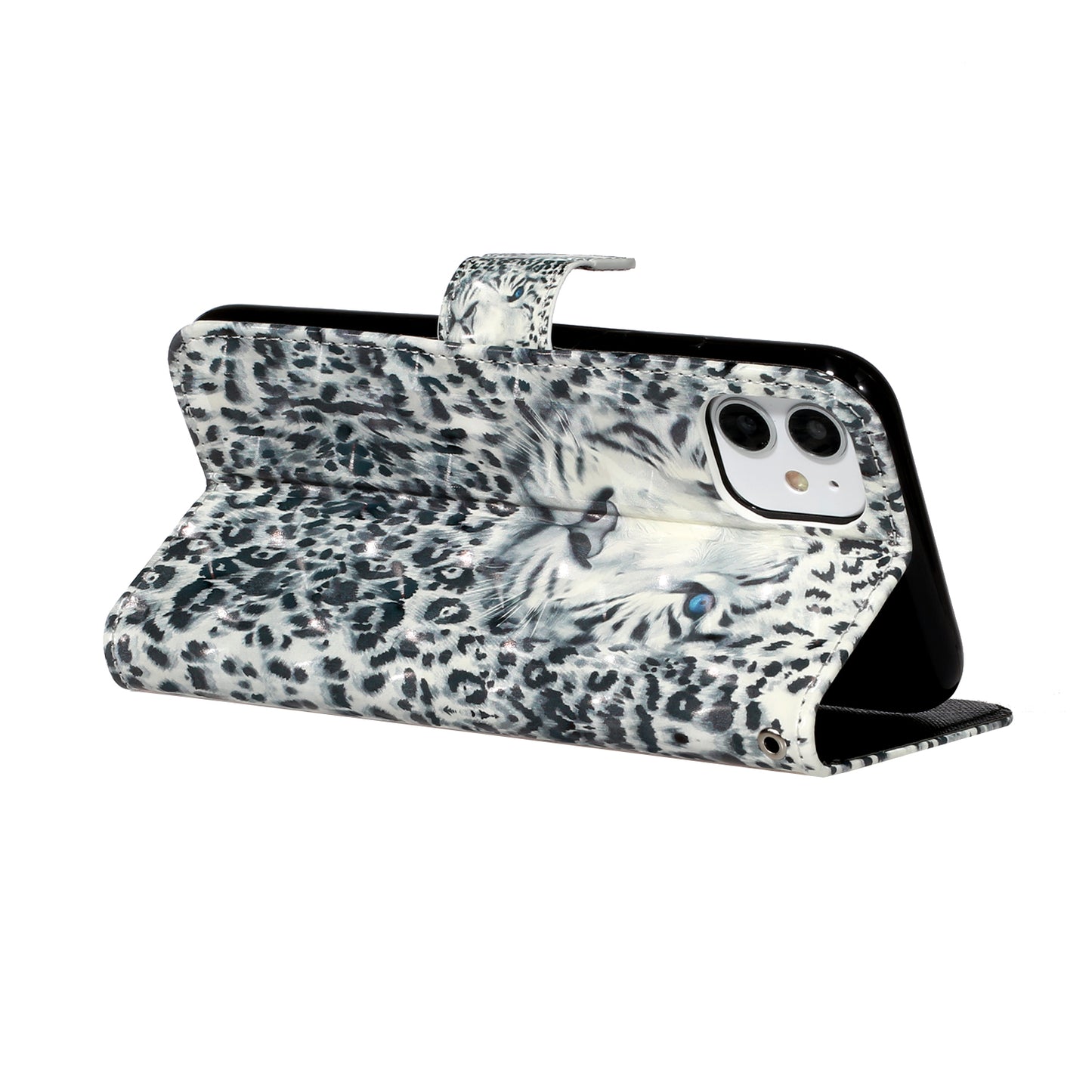 Light Spot Decor Embossed Pattern Leather Wallet Phone Case Shell for Apple iPhone 11 6.1 inch