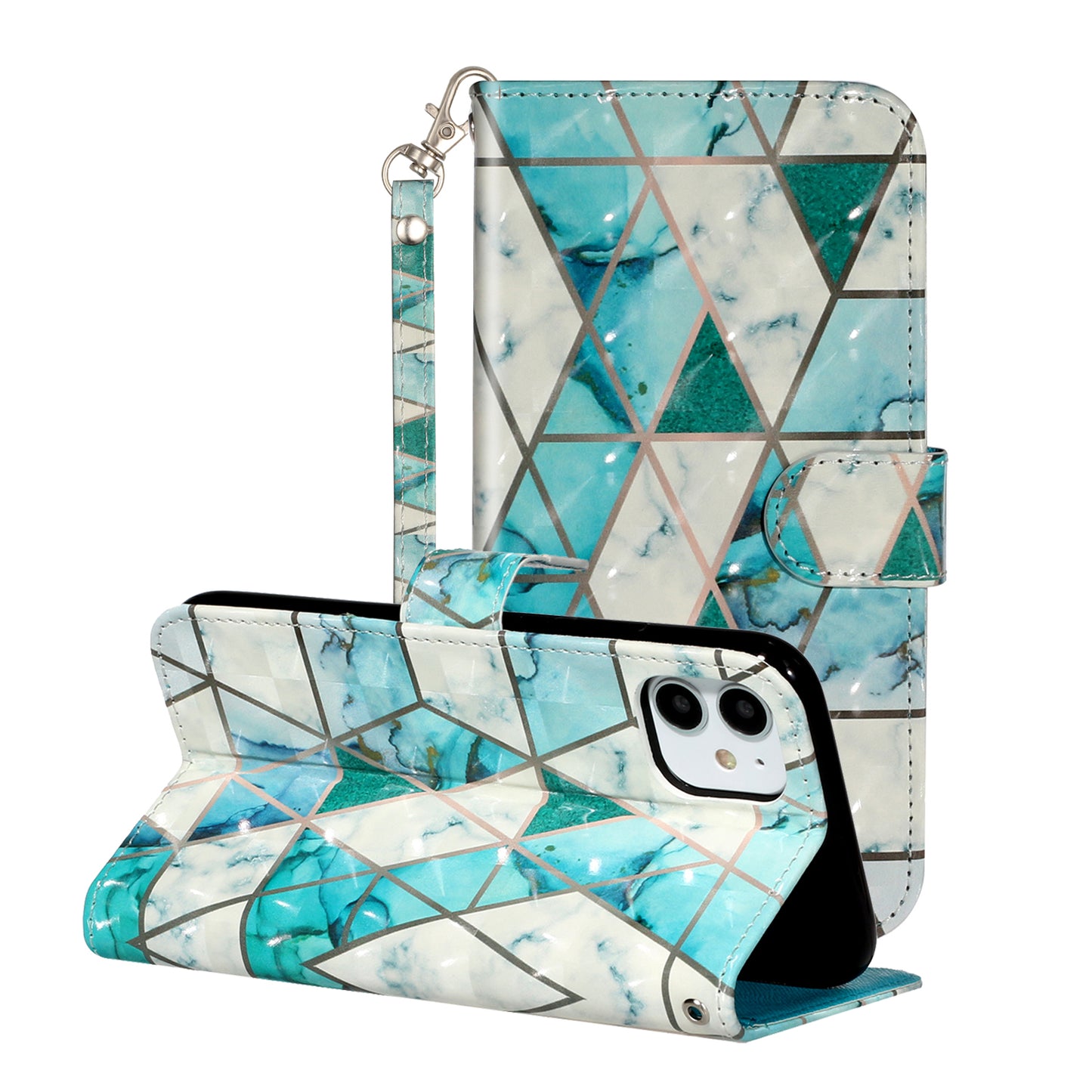 Light Spot Decor Embossed Pattern Leather Wallet Phone Case Shell for Apple iPhone 11 6.1 inch
