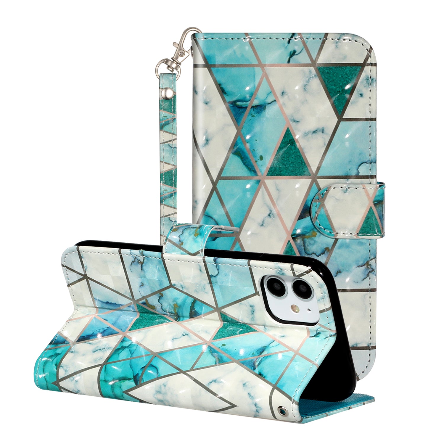 Light Spot Decor Embossed Pattern Leather Wallet Phone Case Shell for Apple iPhone 11 6.1 inch