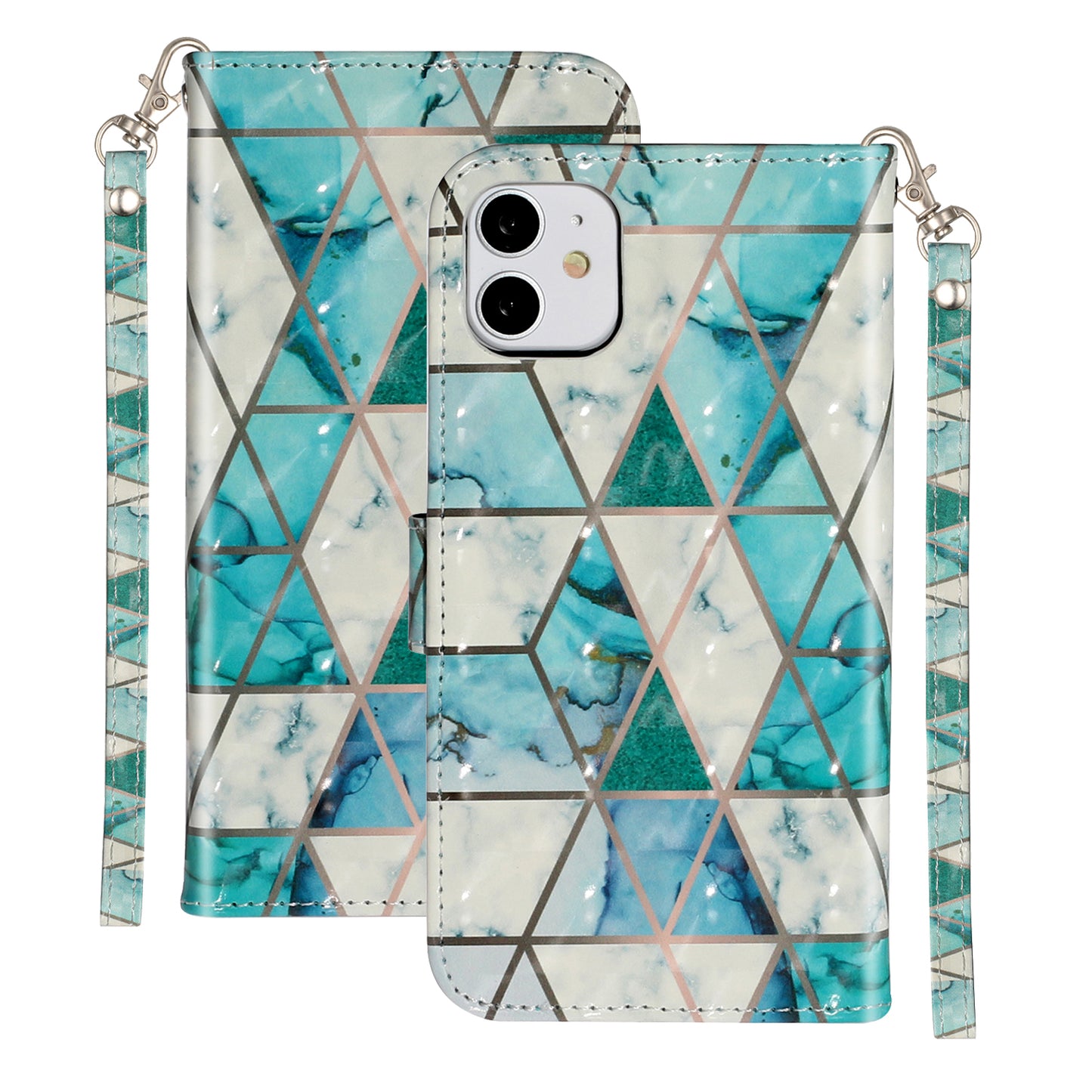Light Spot Decor Embossed Pattern Leather Wallet Phone Case Shell for Apple iPhone 11 6.1 inch
