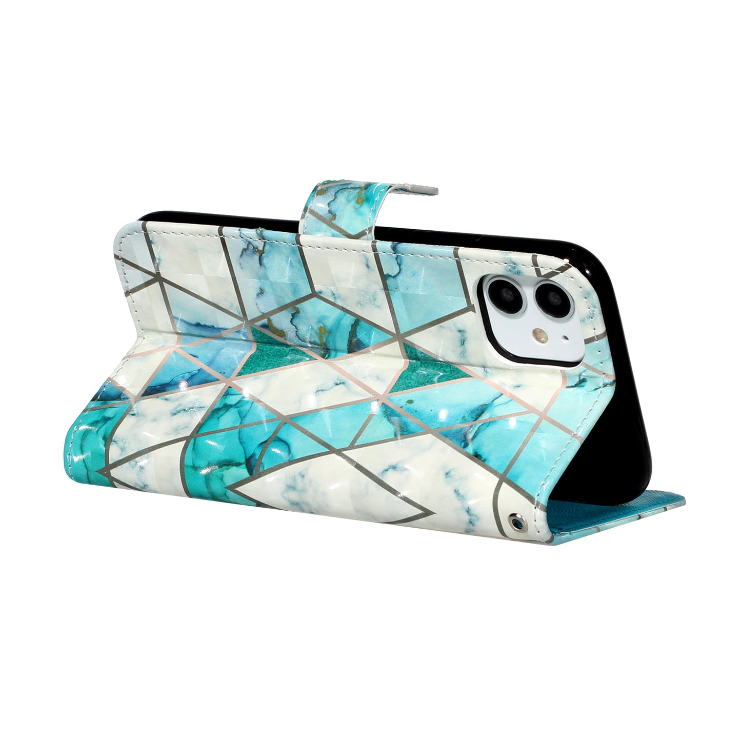 Light Spot Decor Embossed Pattern Leather Wallet Phone Case Shell for Apple iPhone 11 6.1 inch
