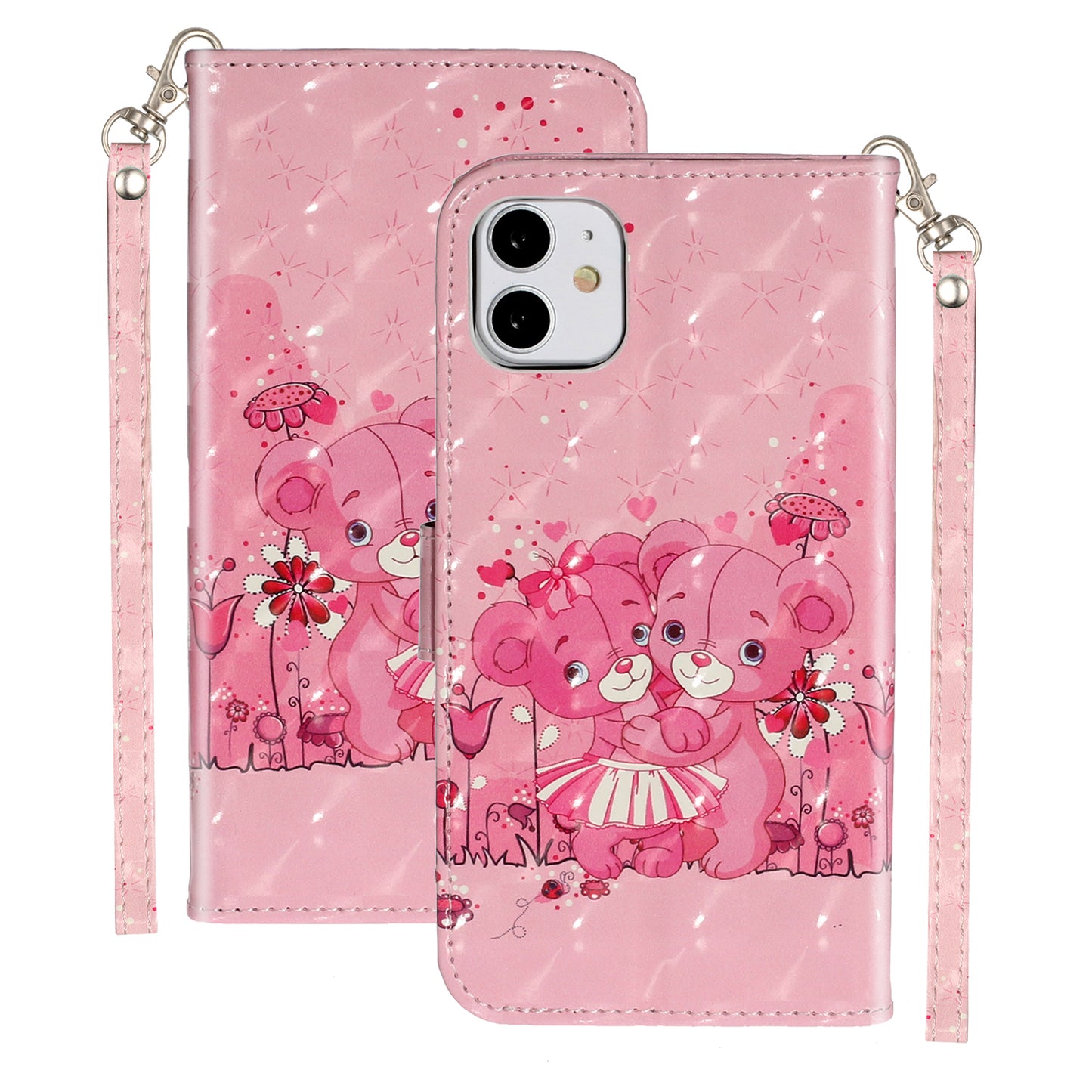 Light Spot Decor Embossed Pattern Leather Wallet Phone Case Shell for Apple iPhone 11 6.1 inch