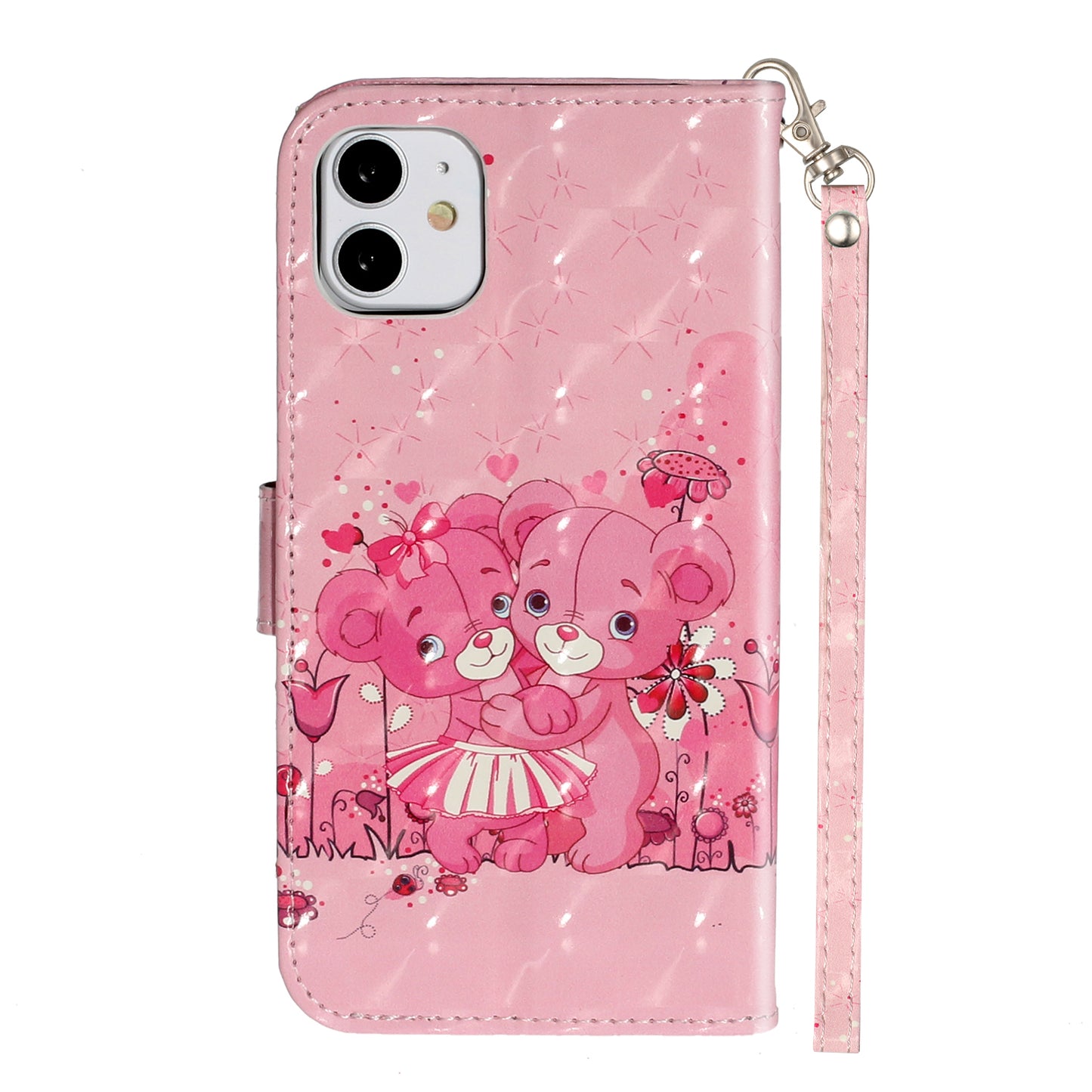 Light Spot Decor Embossed Pattern Leather Wallet Phone Case Shell for Apple iPhone 11 6.1 inch