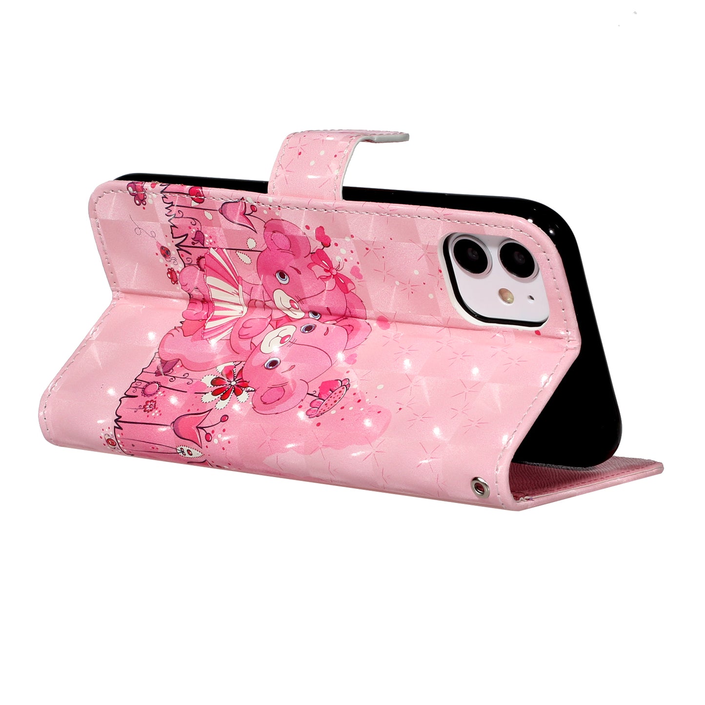 Light Spot Decor Embossed Pattern Leather Wallet Phone Case Shell for Apple iPhone 11 6.1 inch