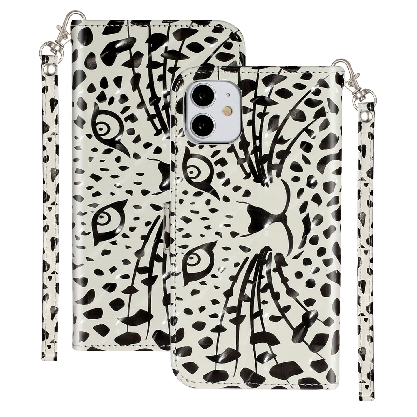 Light Spot Decor Embossed Pattern Leather Wallet Phone Case Shell for Apple iPhone 11 6.1 inch