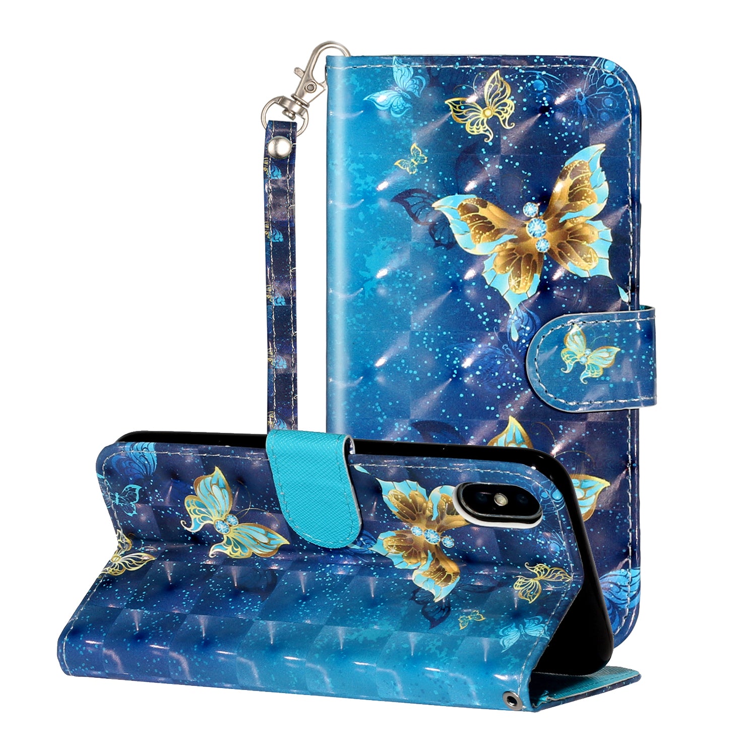 Light Spot Decor Pattern Printing Wallet Stand Leather Phone Case for iPhone X/XS 5.8 inch
