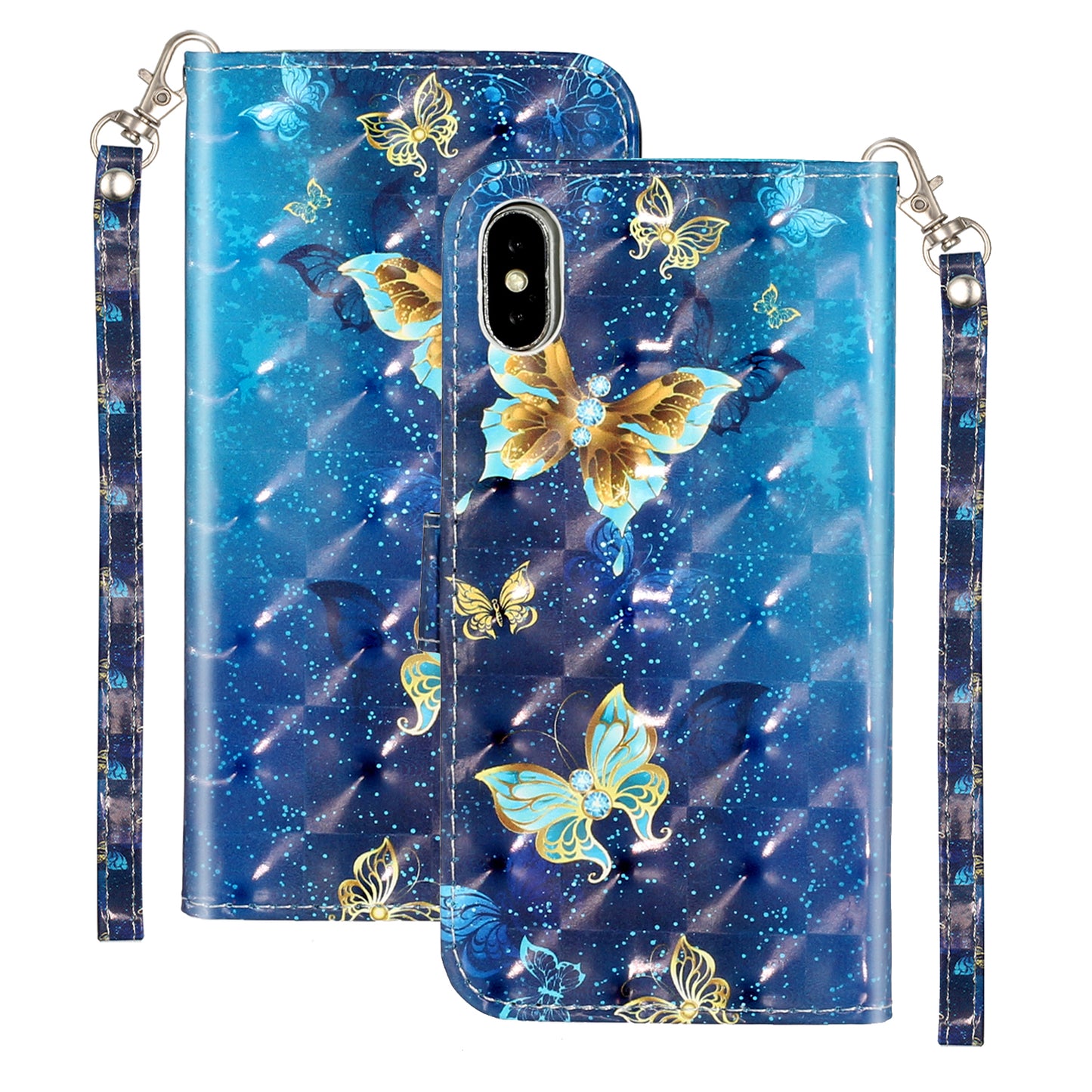 Light Spot Decor Pattern Printing Wallet Stand Leather Phone Case for iPhone X/XS 5.8 inch