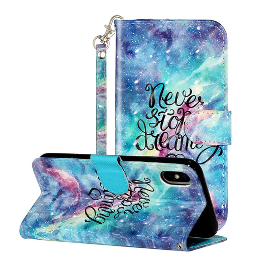 Light Spot Decor Pattern Printing Wallet Stand Leather Phone Case for iPhone X/XS 5.8 inch