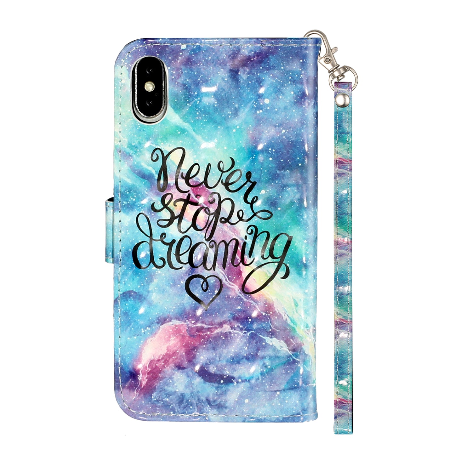 Light Spot Decor Pattern Printing Wallet Stand Leather Phone Case for iPhone X/XS 5.8 inch
