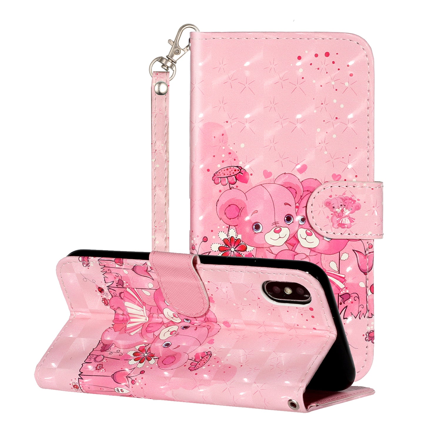 Light Spot Decor Pattern Printing Wallet Stand Leather Phone Case for iPhone X/XS 5.8 inch