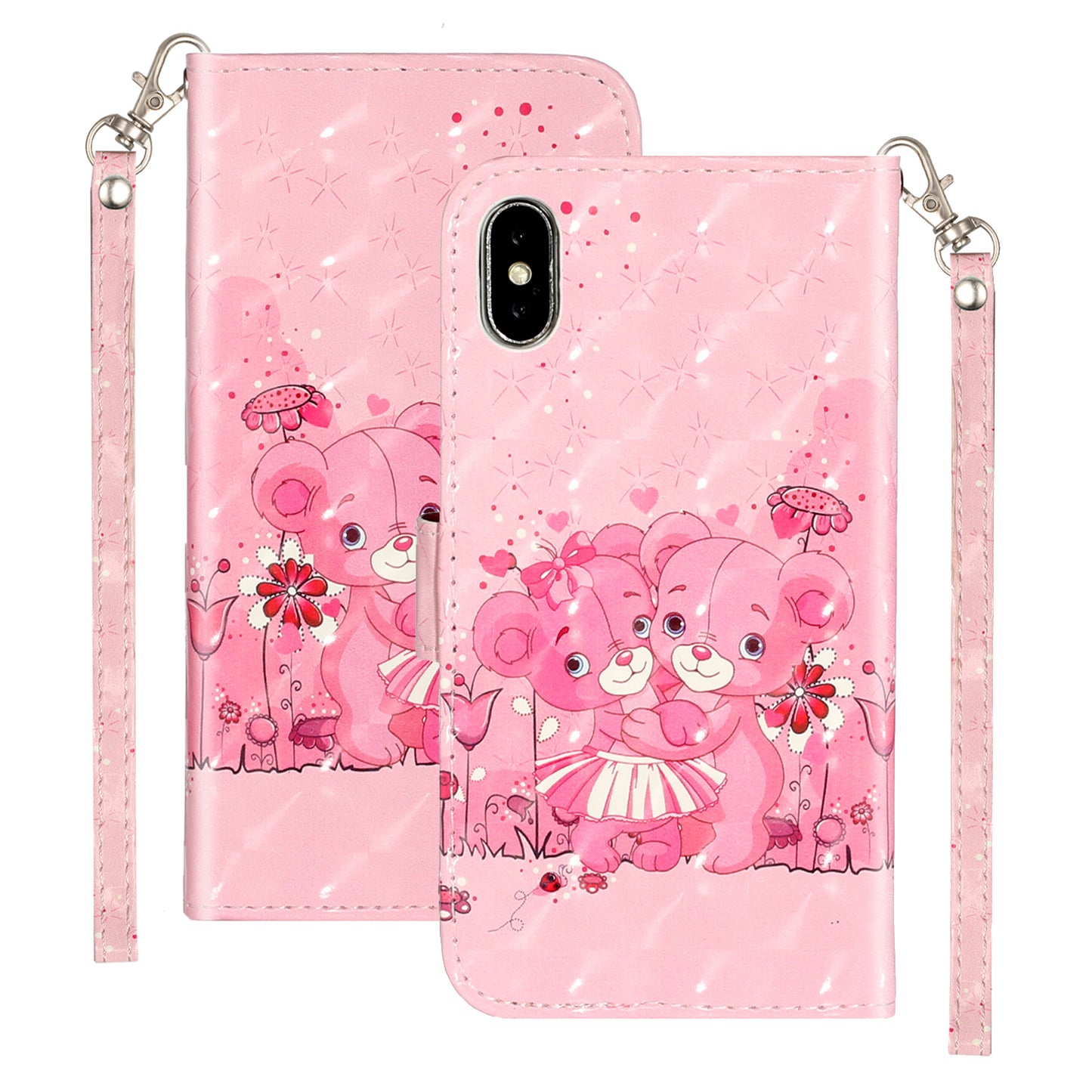 Light Spot Decor Pattern Printing Wallet Stand Leather Phone Case for iPhone X/XS 5.8 inch