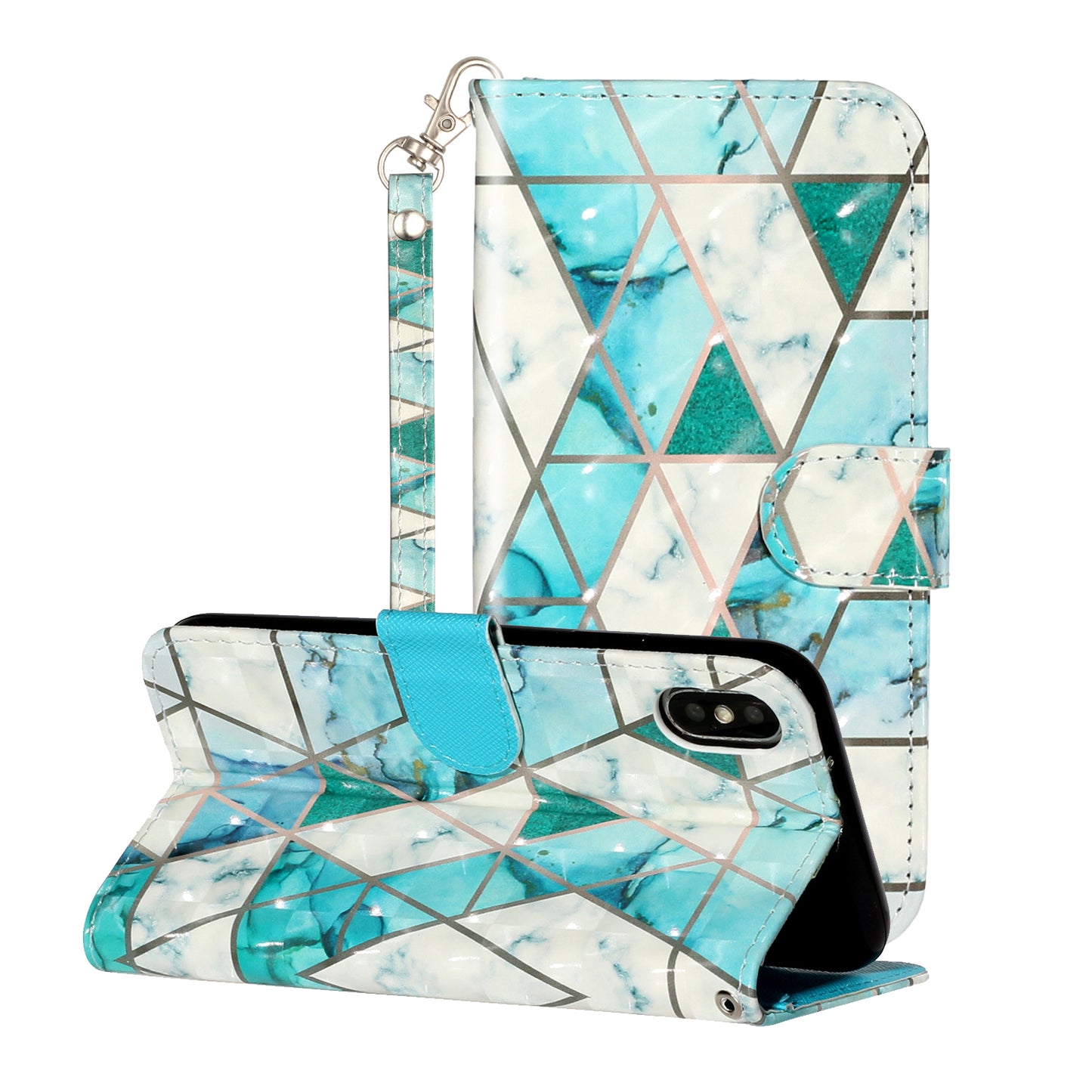 Light Spot Decor Pattern Printing Wallet Stand Leather Phone Case for iPhone X/XS 5.8 inch