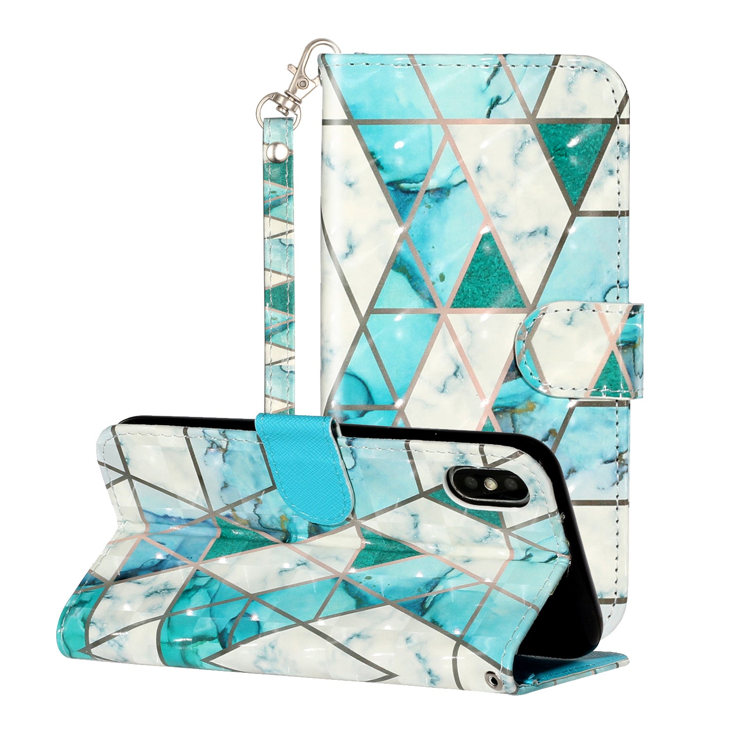 Light Spot Decor Pattern Printing Wallet Stand Leather Phone Case for iPhone X/XS 5.8 inch