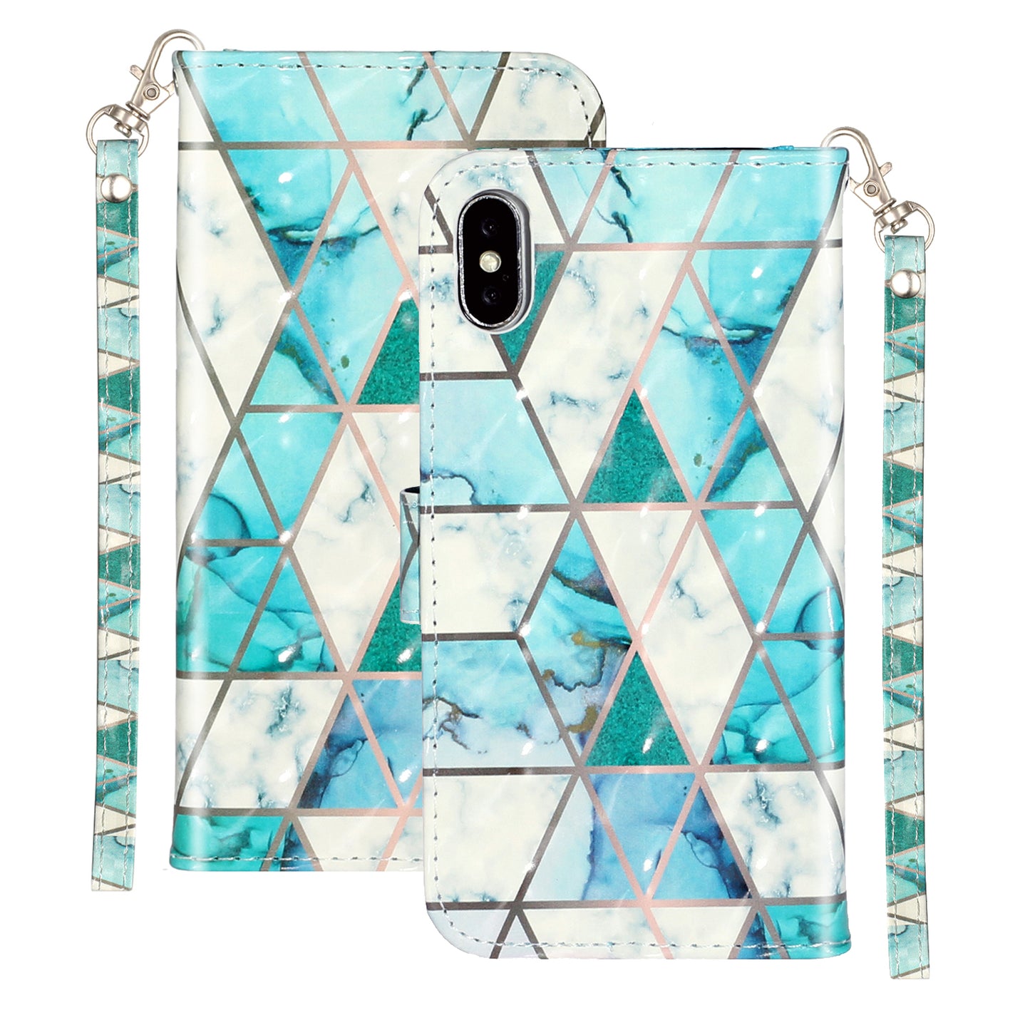 Light Spot Decor Pattern Printing Wallet Stand Leather Phone Case for iPhone X/XS 5.8 inch