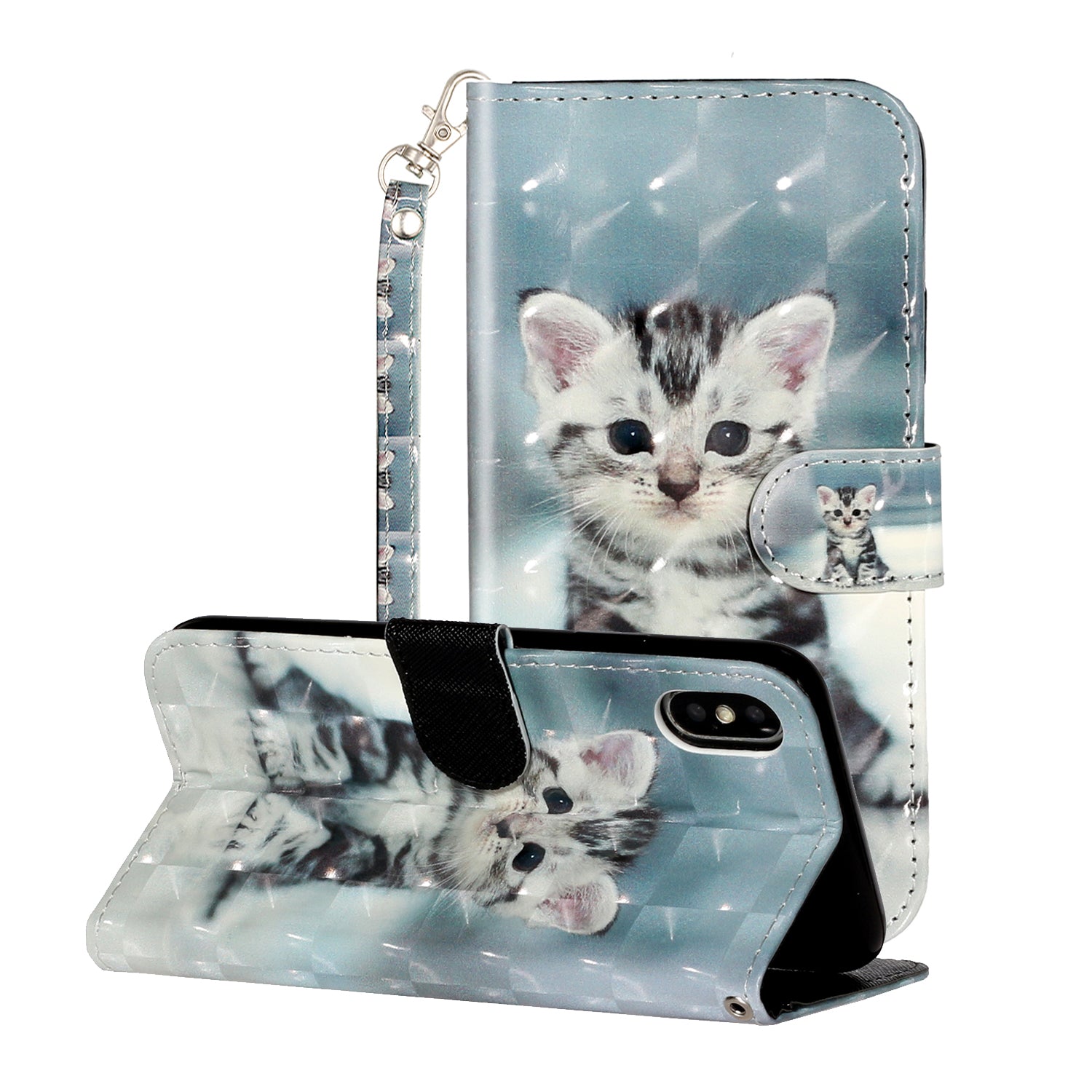 Light Spot Decor Pattern Printing Wallet Stand Leather Phone Case for iPhone X/XS 5.8 inch