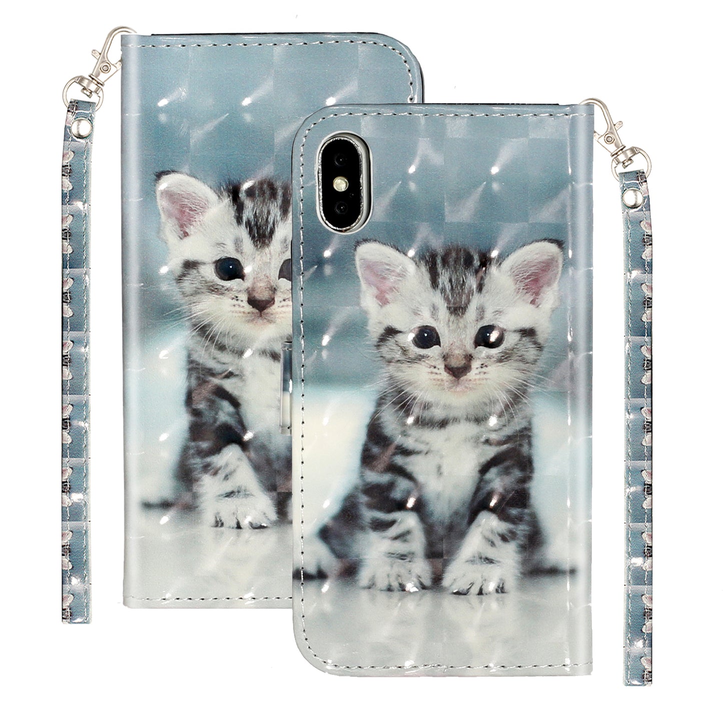 Light Spot Decor Pattern Printing Wallet Stand Leather Phone Case for iPhone X/XS 5.8 inch