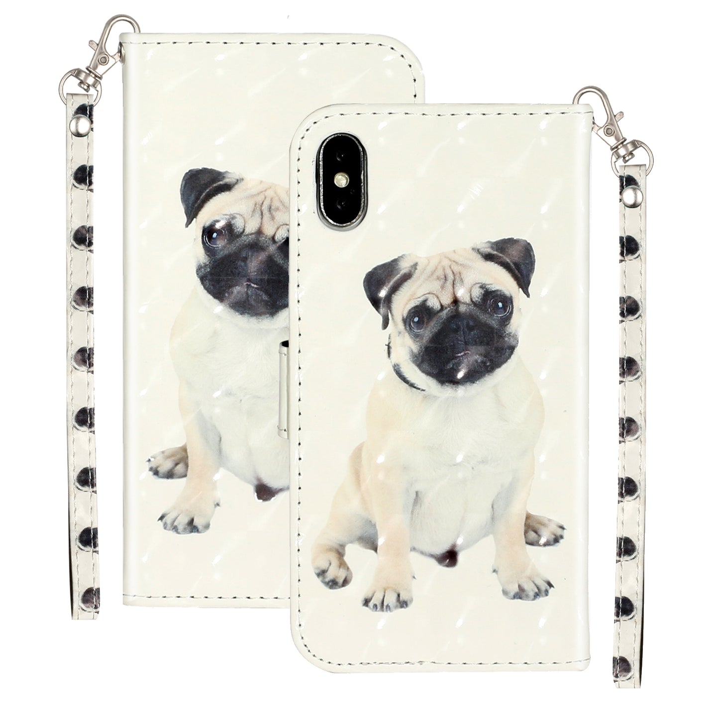 Light Spot Decor Pattern Printing Wallet Stand Leather Phone Case for iPhone X/XS 5.8 inch