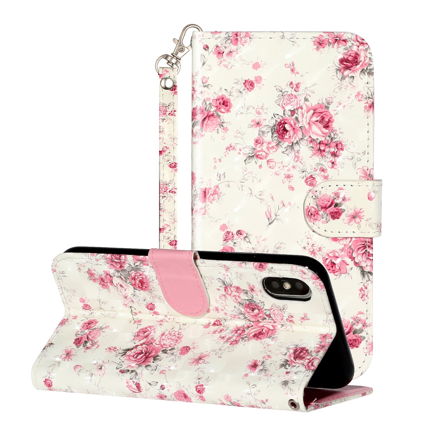 Light Spot Decor Pattern Printing Wallet Stand Leather Phone Case for iPhone X/XS 5.8 inch