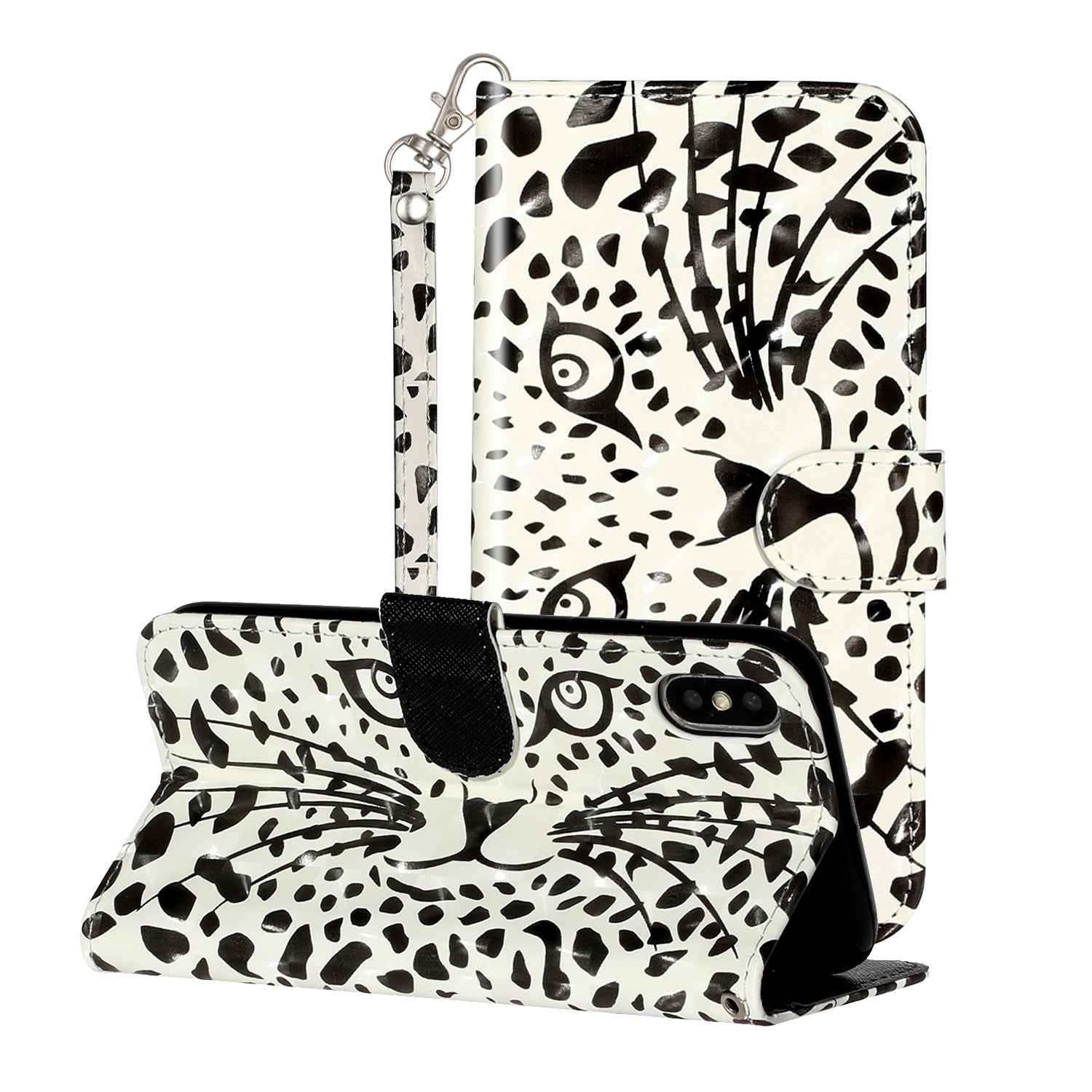Light Spot Decor Pattern Printing Wallet Stand Leather Phone Case for iPhone X/XS 5.8 inch