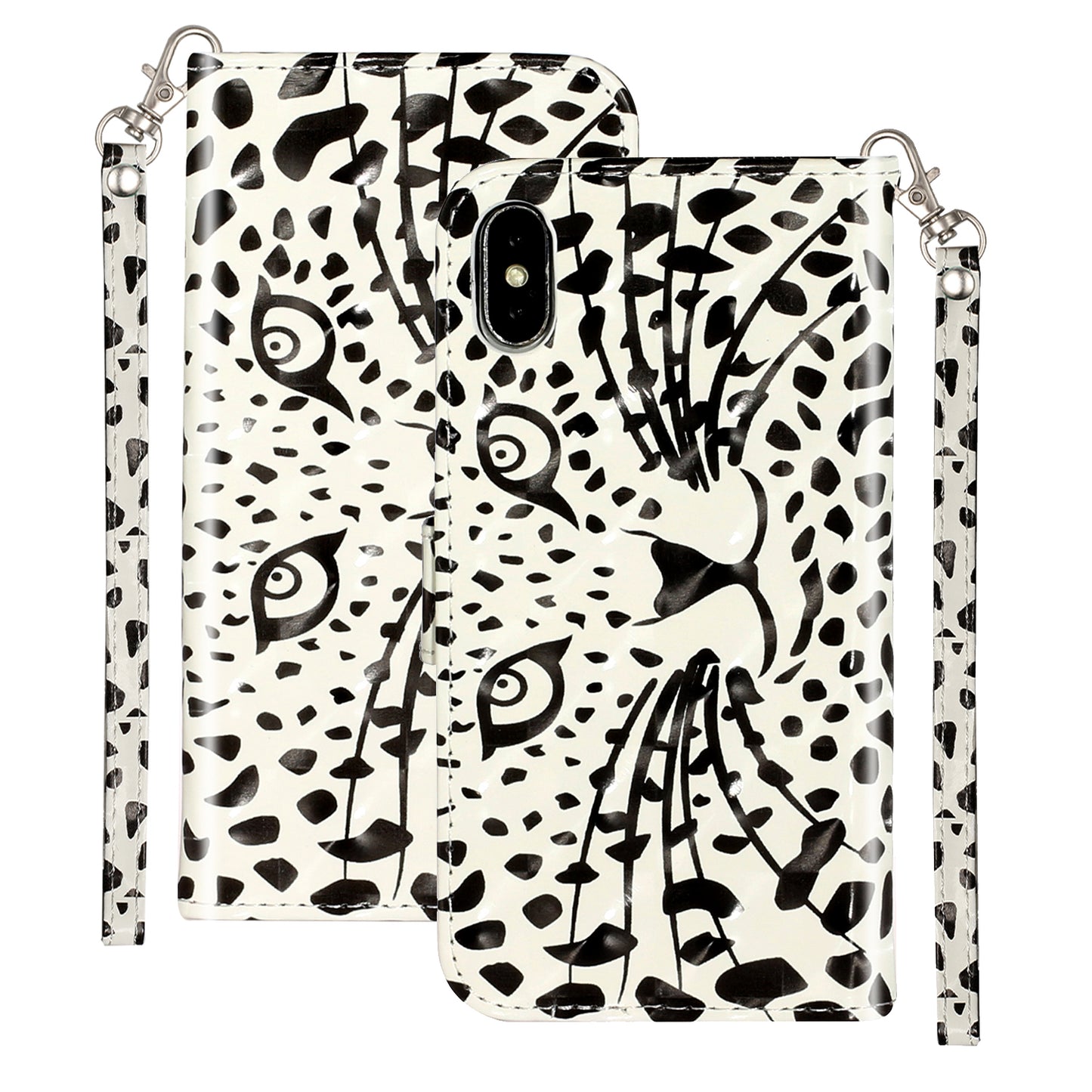 Light Spot Decor Pattern Printing Wallet Stand Leather Phone Case for iPhone X/XS 5.8 inch