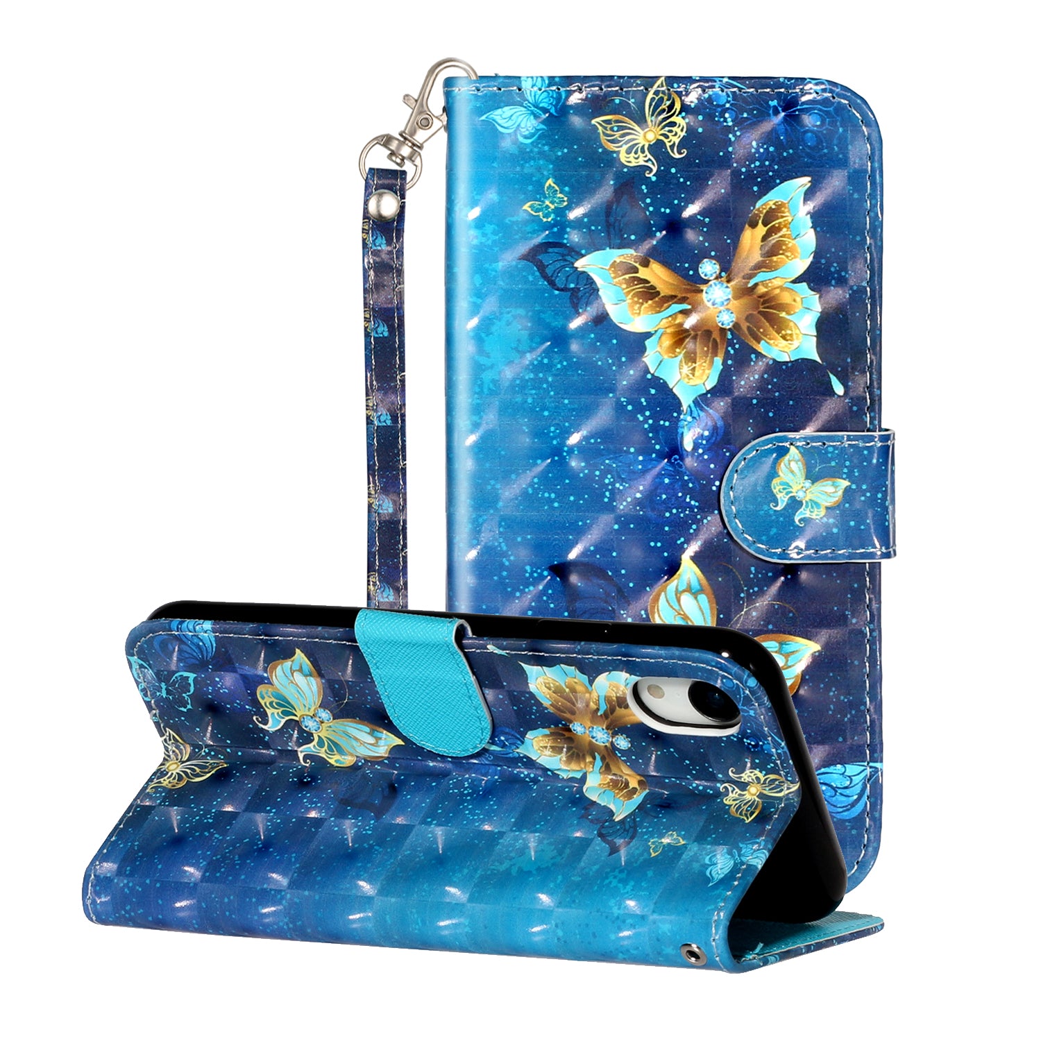 Light Spot Decor Pattern Printing Wallet Stand Leather Phone Shell for iPhone XR 6.1 inch