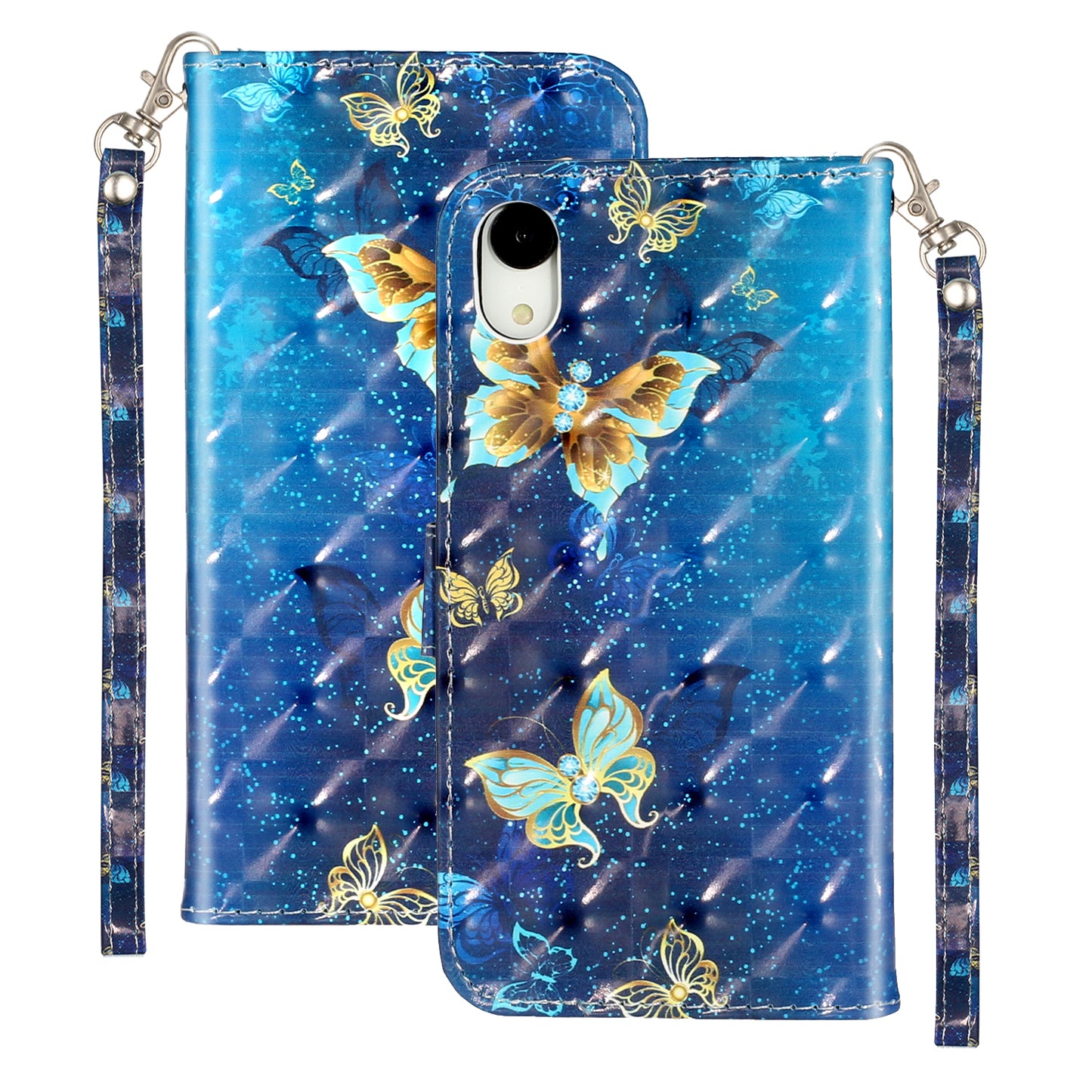 Light Spot Decor Pattern Printing Wallet Stand Leather Phone Shell for iPhone XR 6.1 inch