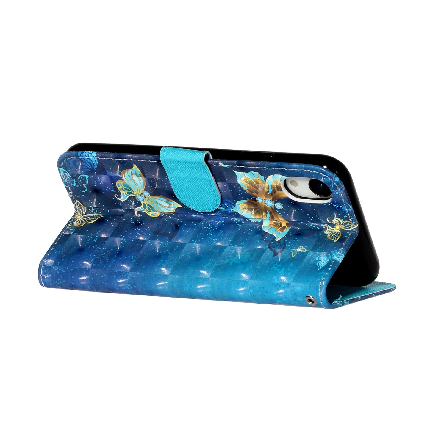 Light Spot Decor Pattern Printing Wallet Stand Leather Phone Shell for iPhone XR 6.1 inch