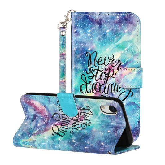 Light Spot Decor Pattern Printing Wallet Stand Leather Phone Shell for iPhone XR 6.1 inch
