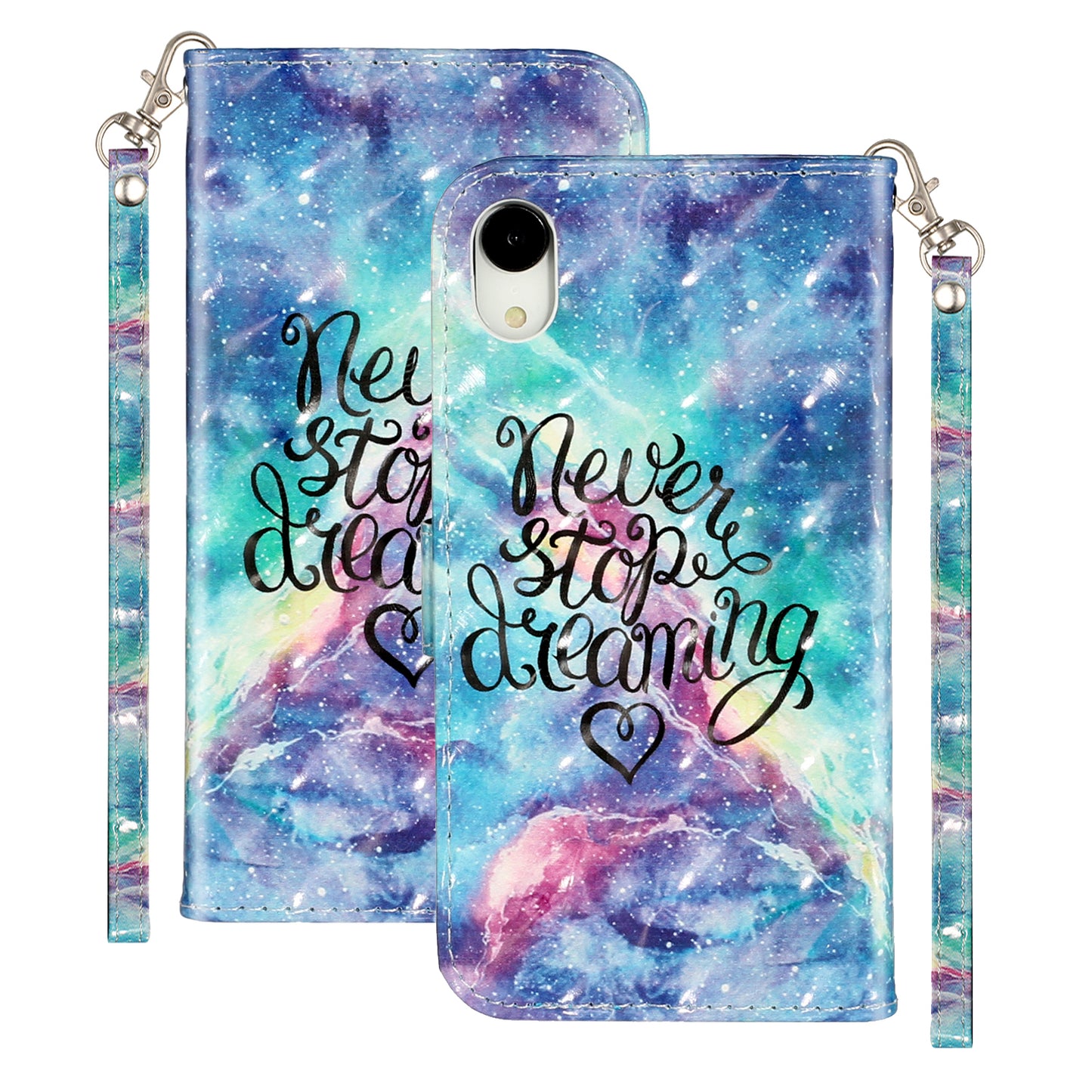 Light Spot Decor Pattern Printing Wallet Stand Leather Phone Shell for iPhone XR 6.1 inch