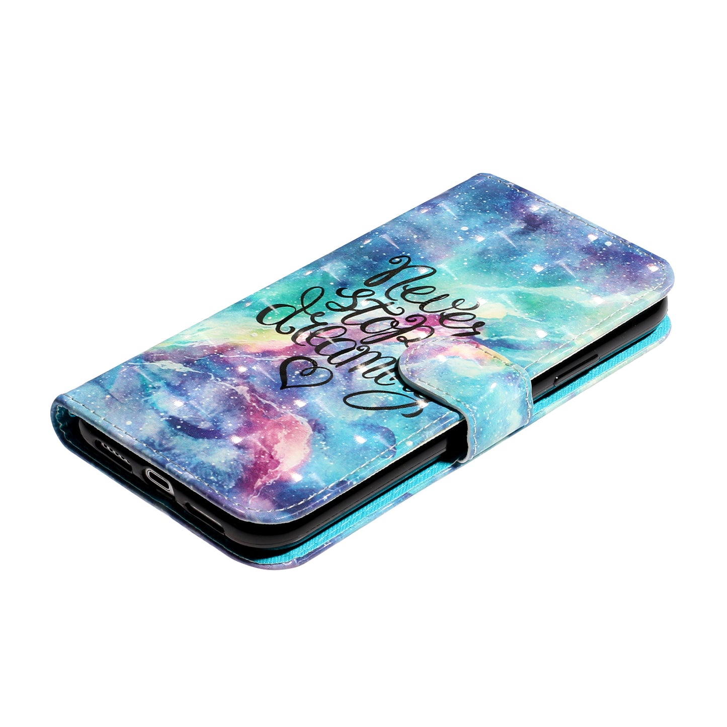 Light Spot Decor Pattern Printing Wallet Stand Leather Phone Shell for iPhone XR 6.1 inch
