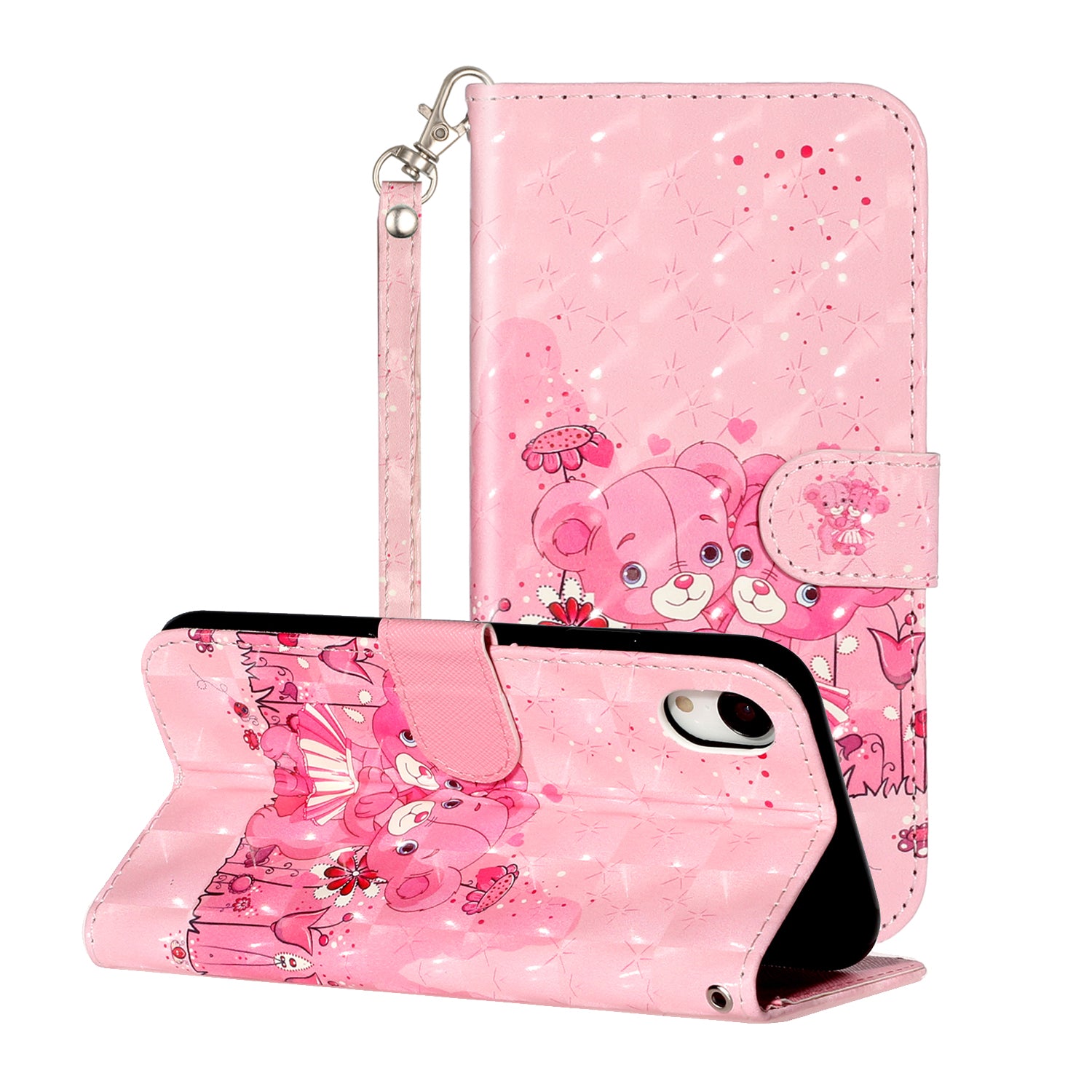 Light Spot Decor Pattern Printing Wallet Stand Leather Phone Shell for iPhone XR 6.1 inch