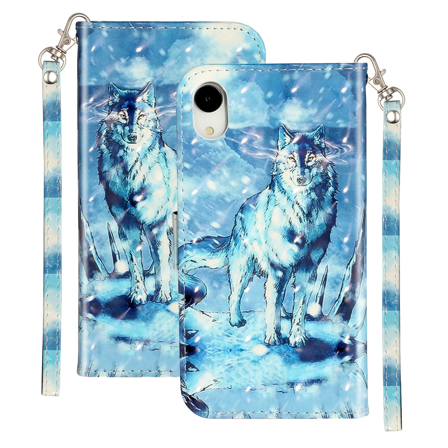 Light Spot Decor Pattern Printing Wallet Stand Leather Phone Shell for iPhone XR 6.1 inch