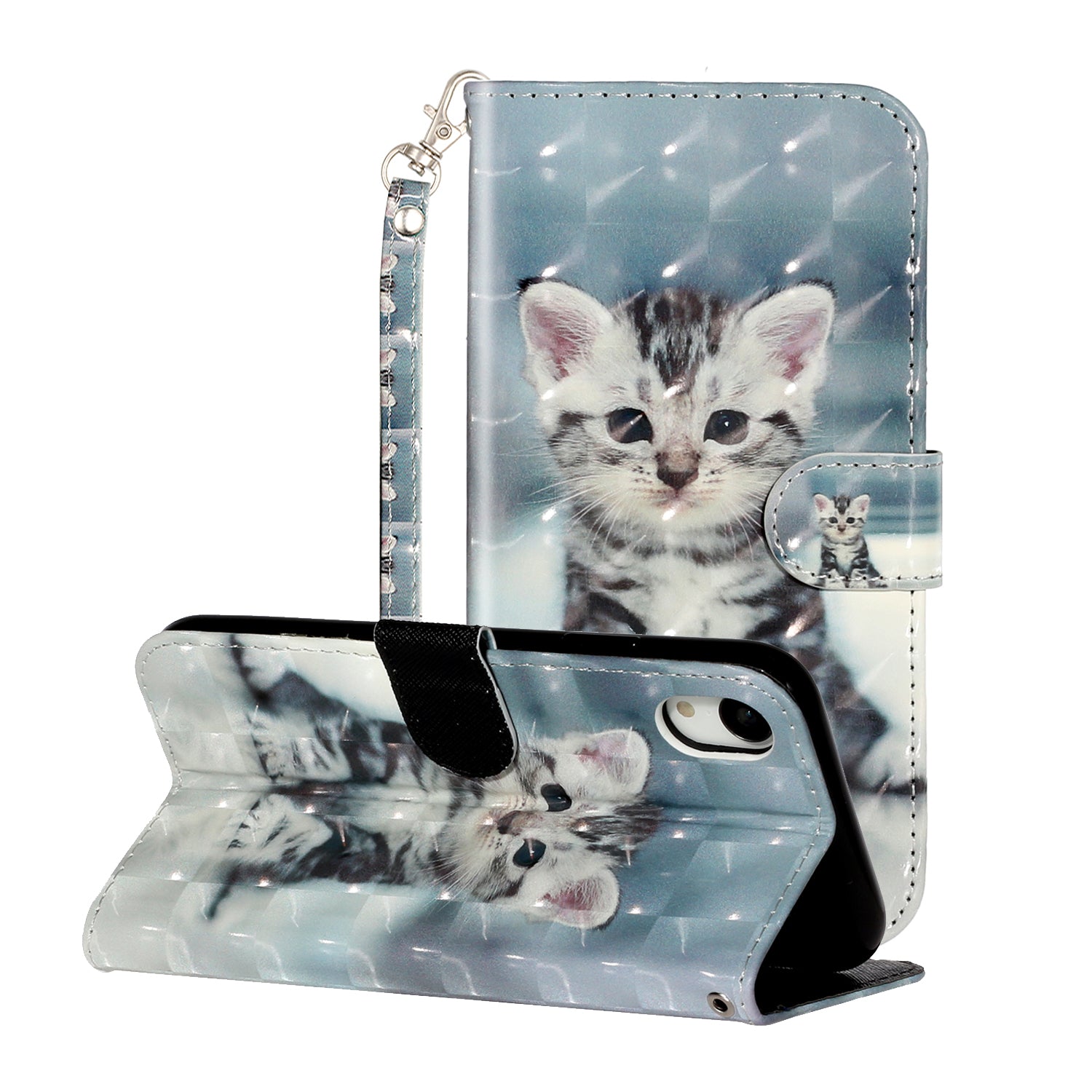 Light Spot Decor Pattern Printing Wallet Stand Leather Phone Shell for iPhone XR 6.1 inch