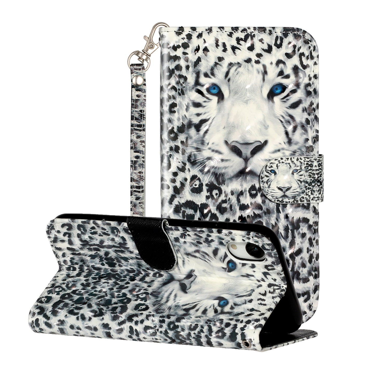 Light Spot Decor Pattern Printing Wallet Stand Leather Phone Shell for iPhone XR 6.1 inch