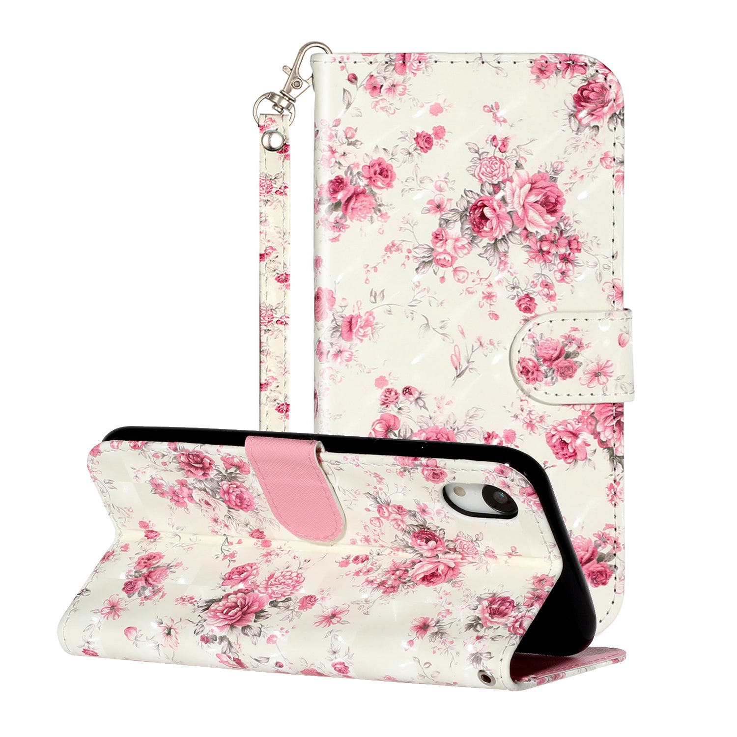 Light Spot Decor Pattern Printing Wallet Stand Leather Phone Shell for iPhone XR 6.1 inch