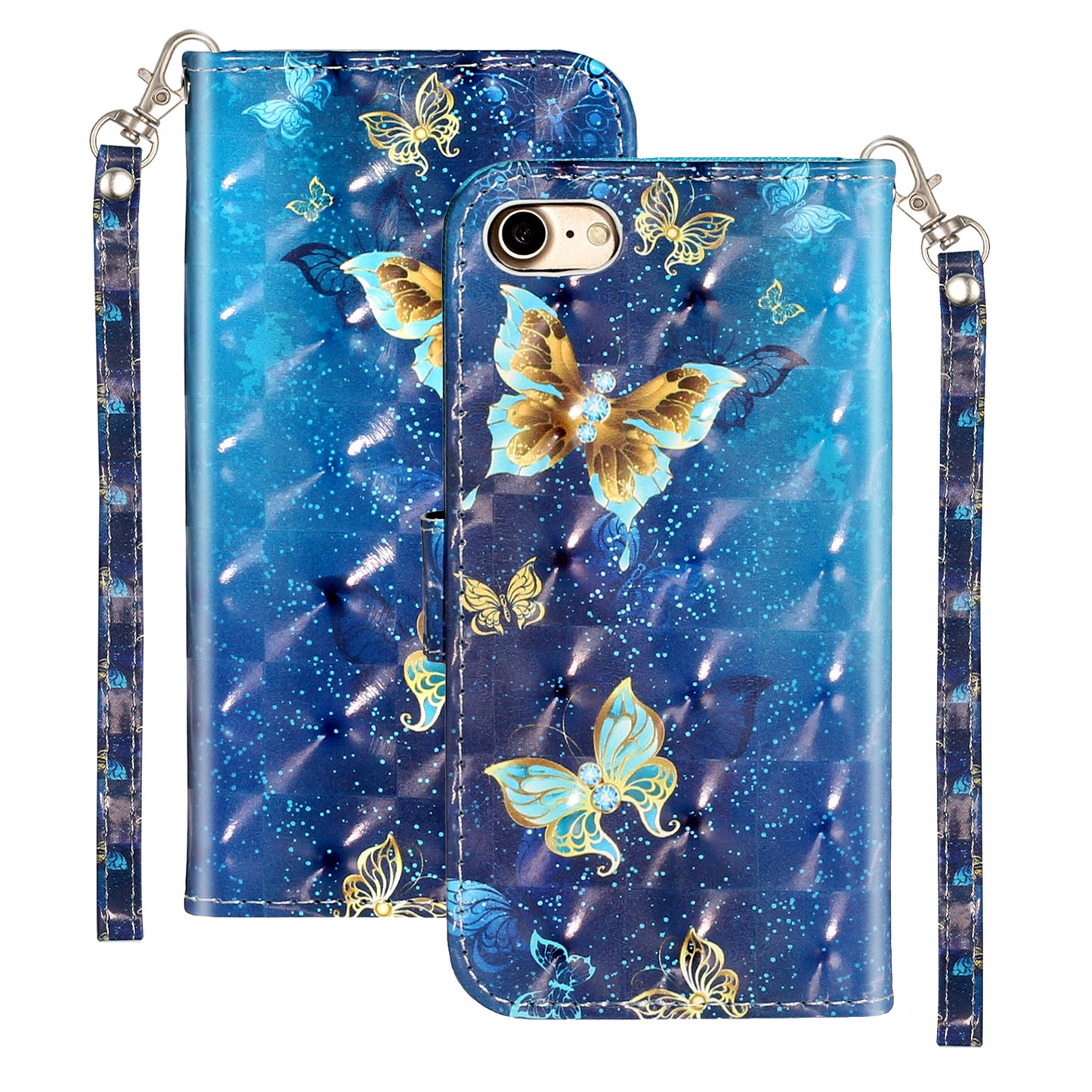 Light Spot Decor Pattern Printing Wallet Stand Flip Leather Case for iPhone 7/8/SE (2020)/SE (2022)