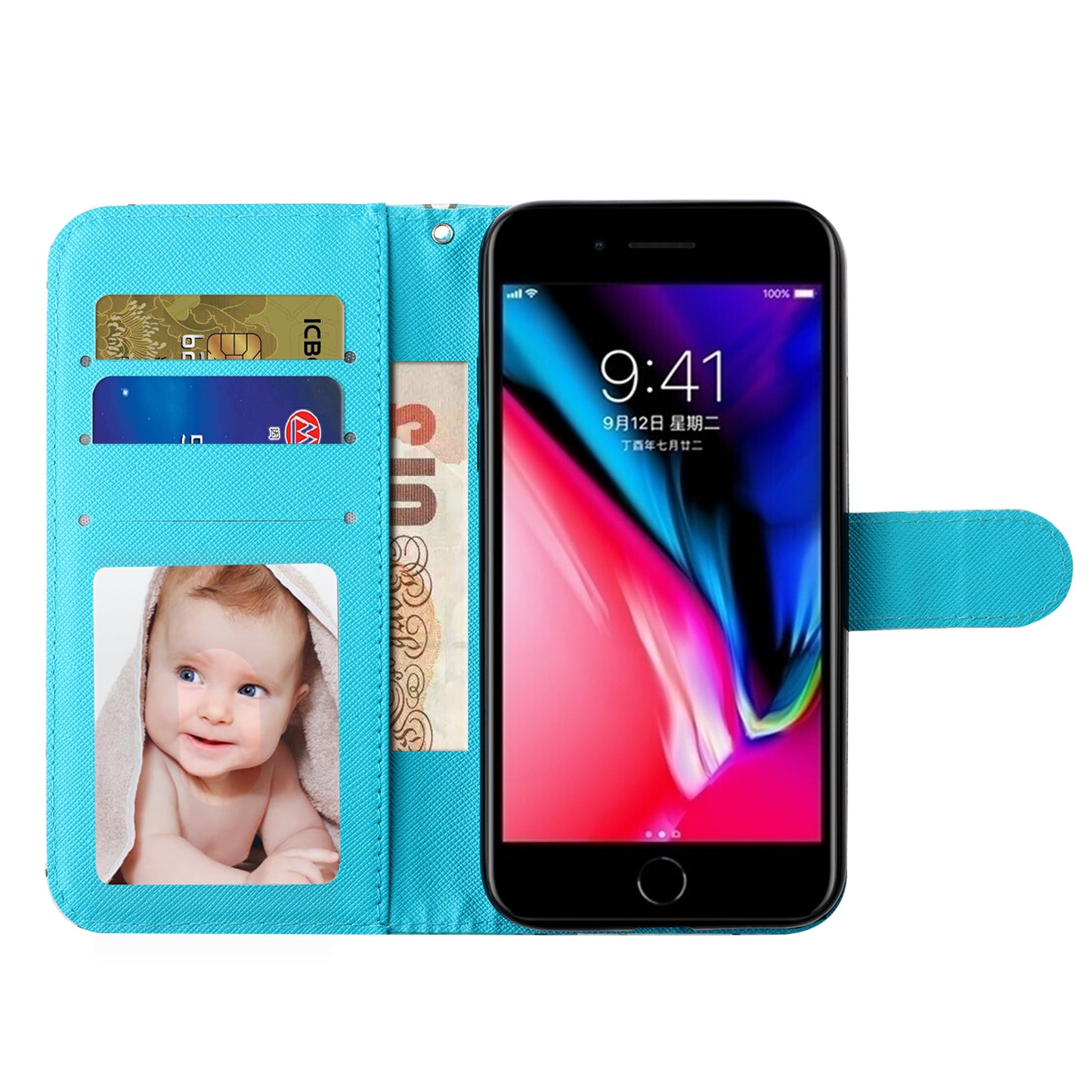Light Spot Decor Pattern Printing Wallet Stand Flip Leather Case for iPhone 7/8/SE (2020)/SE (2022)