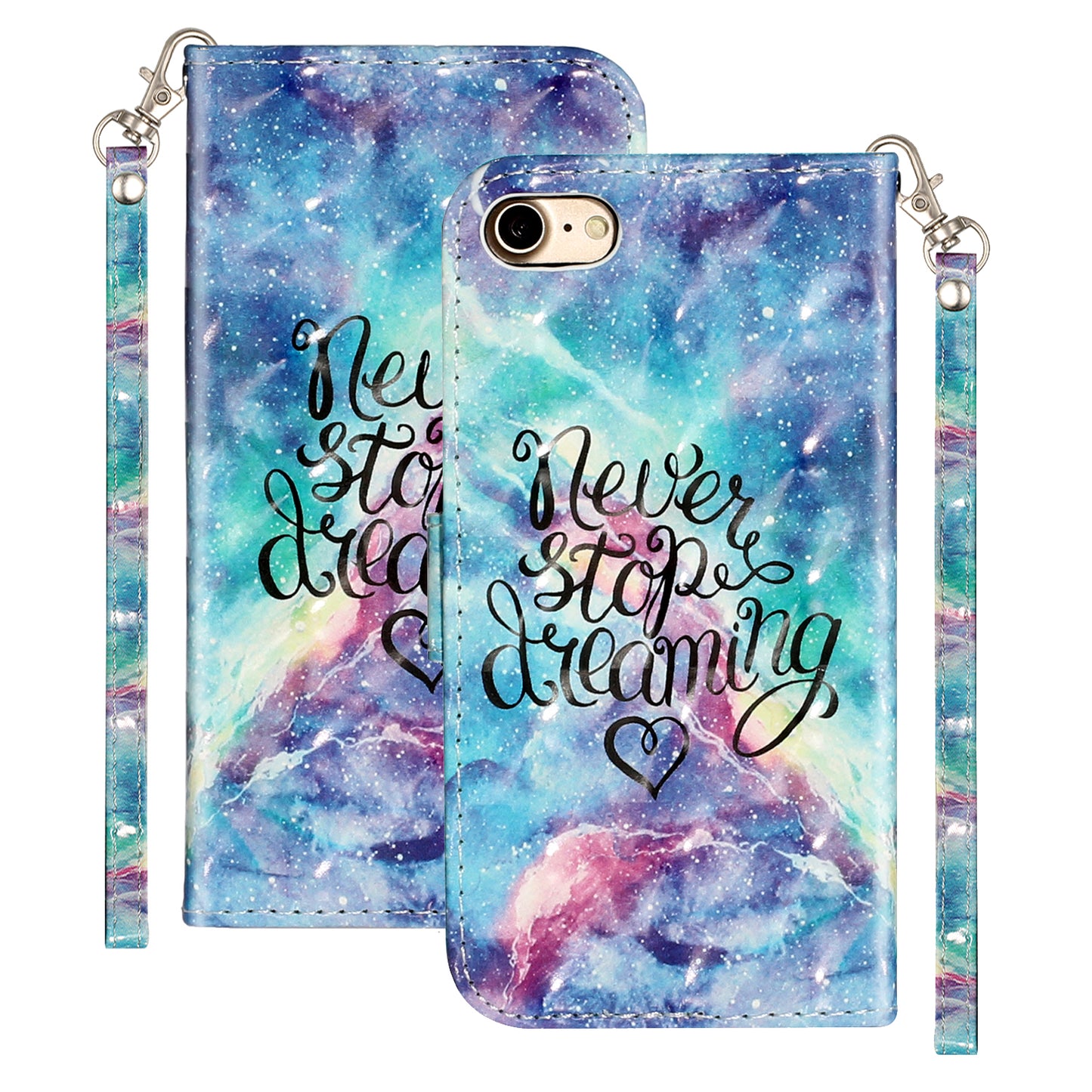 Light Spot Decor Pattern Printing Wallet Stand Flip Leather Case for iPhone 7/8/SE (2020)/SE (2022)