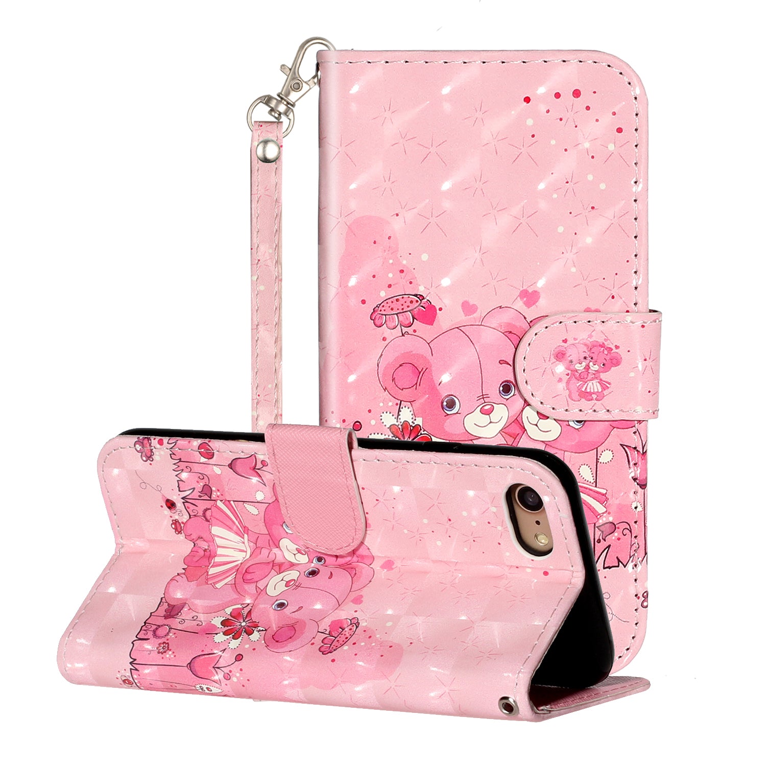 Light Spot Decor Pattern Printing Wallet Stand Flip Leather Case for iPhone 7/8/SE (2020)/SE (2022)