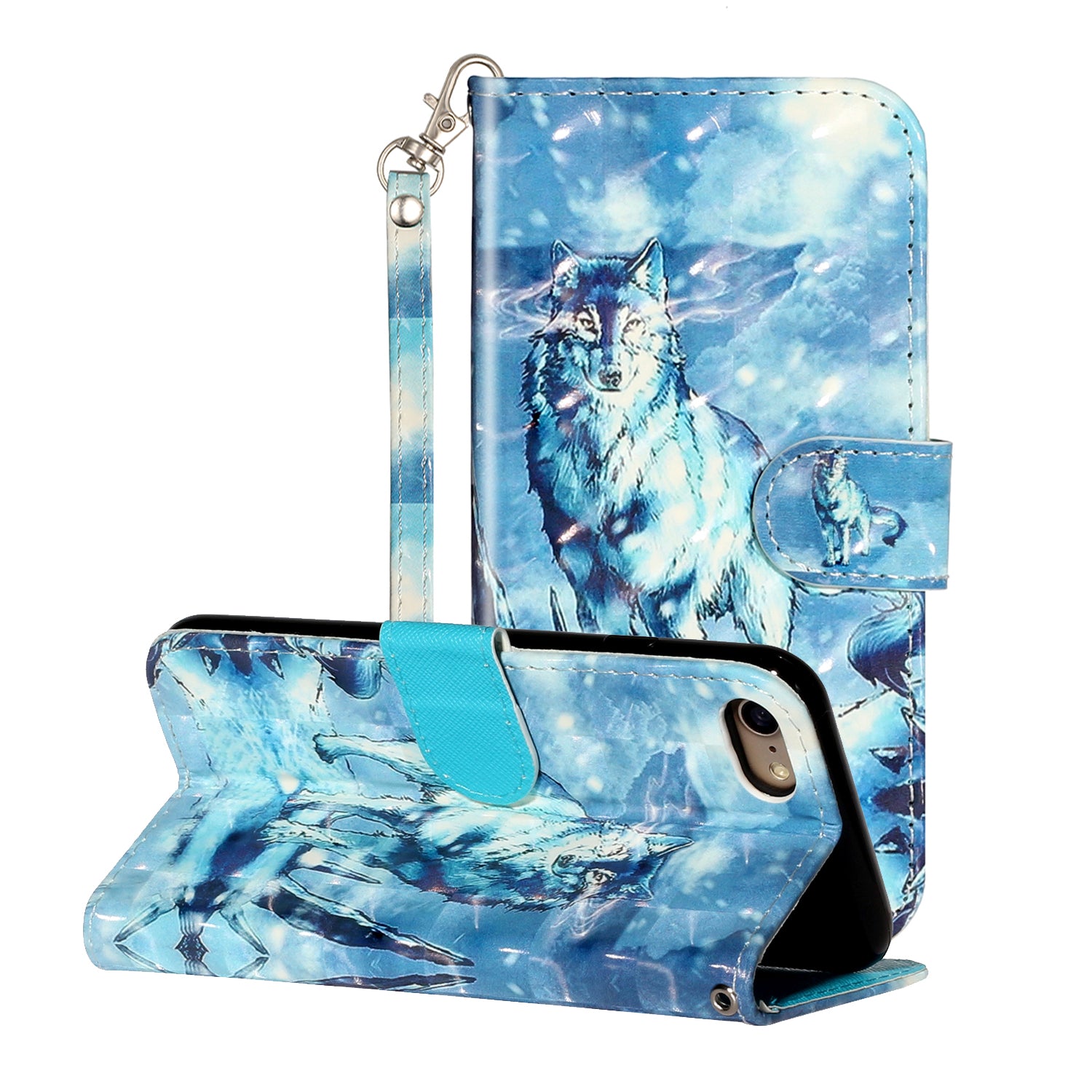 Light Spot Decor Pattern Printing Wallet Stand Flip Leather Case for iPhone 7/8/SE (2020)/SE (2022)