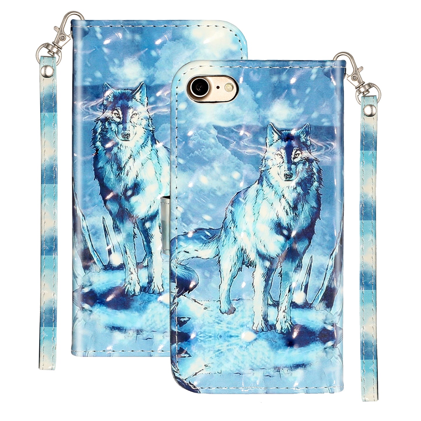 Light Spot Decor Pattern Printing Wallet Stand Flip Leather Case for iPhone 7/8/SE (2020)/SE (2022)