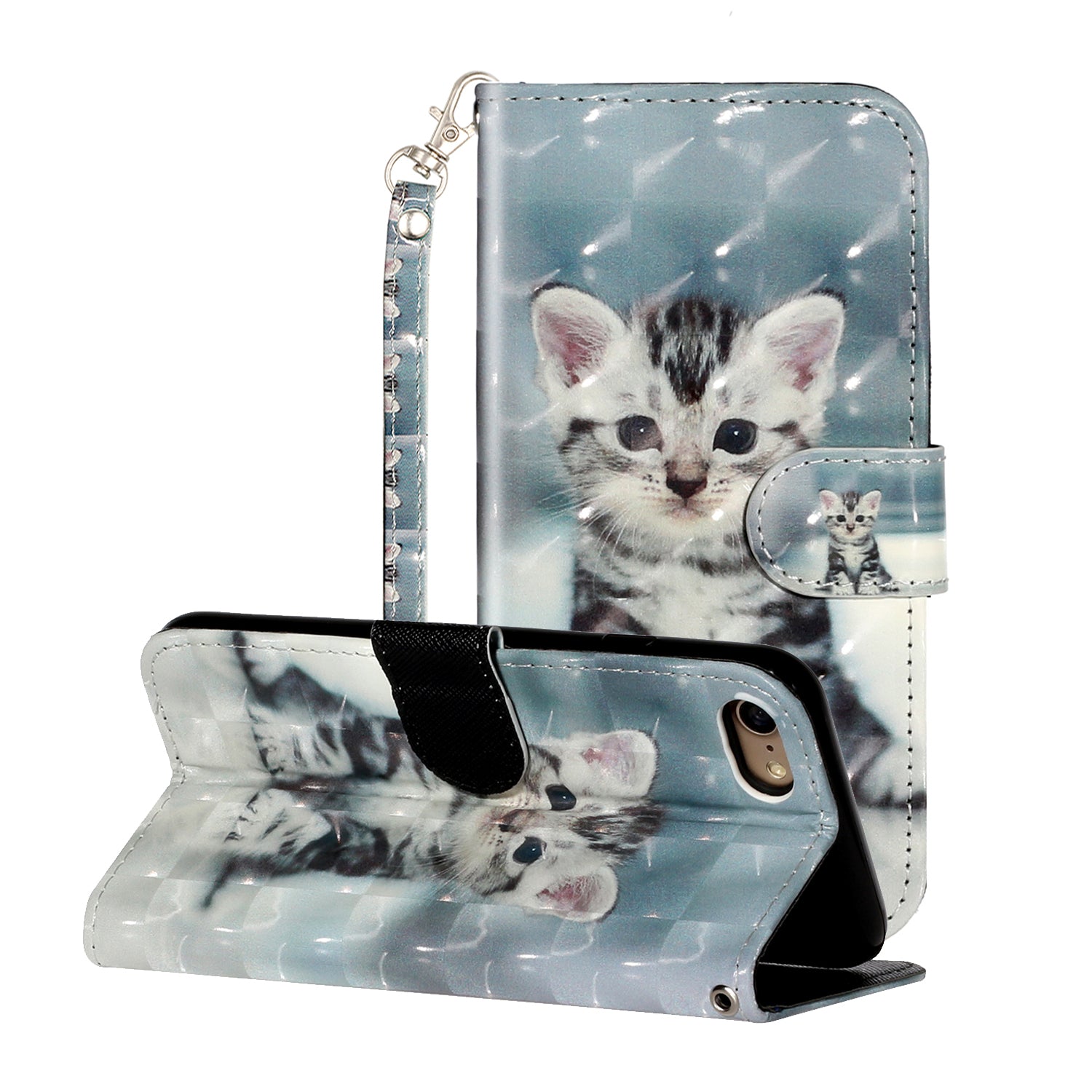 Light Spot Decor Pattern Printing Wallet Stand Flip Leather Case for iPhone 7/8/SE (2020)/SE (2022)